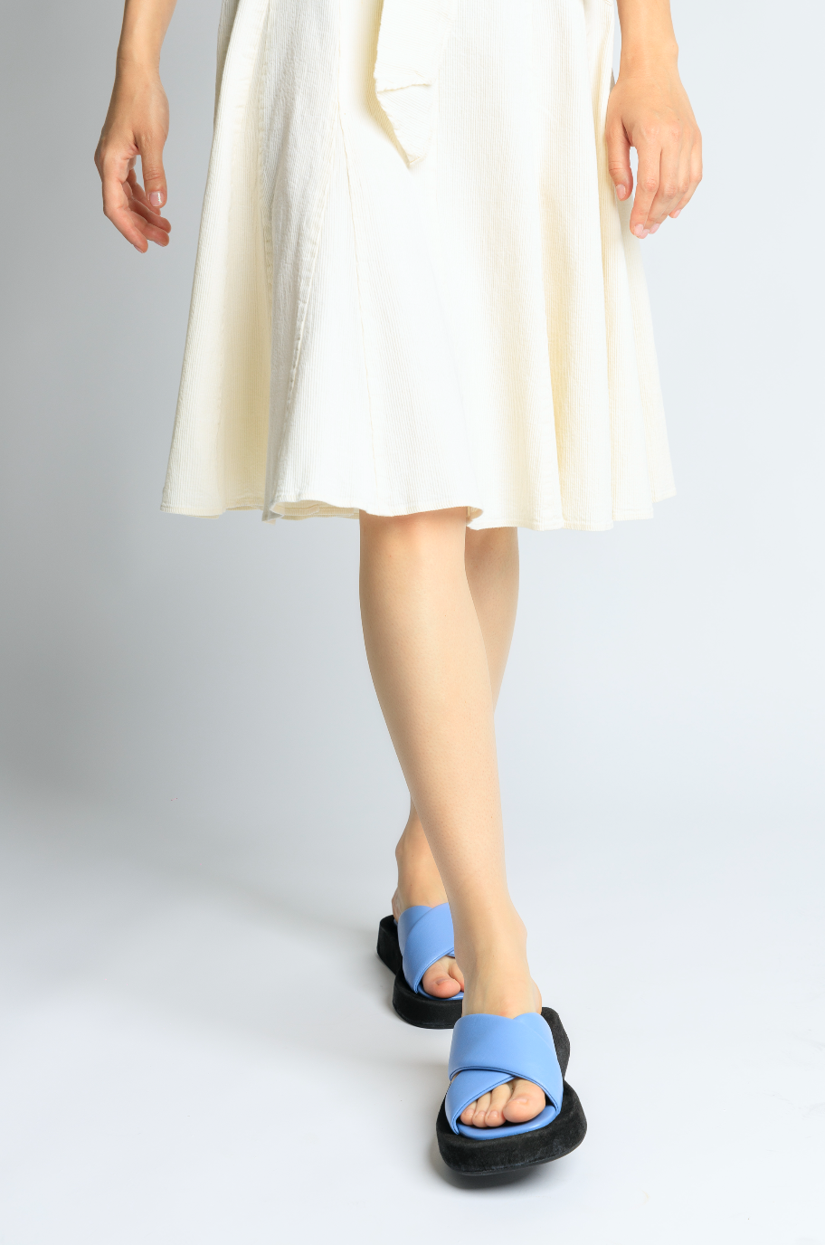 Luna Sky Blue Leather Flat Sandals LUNA5043 - 8