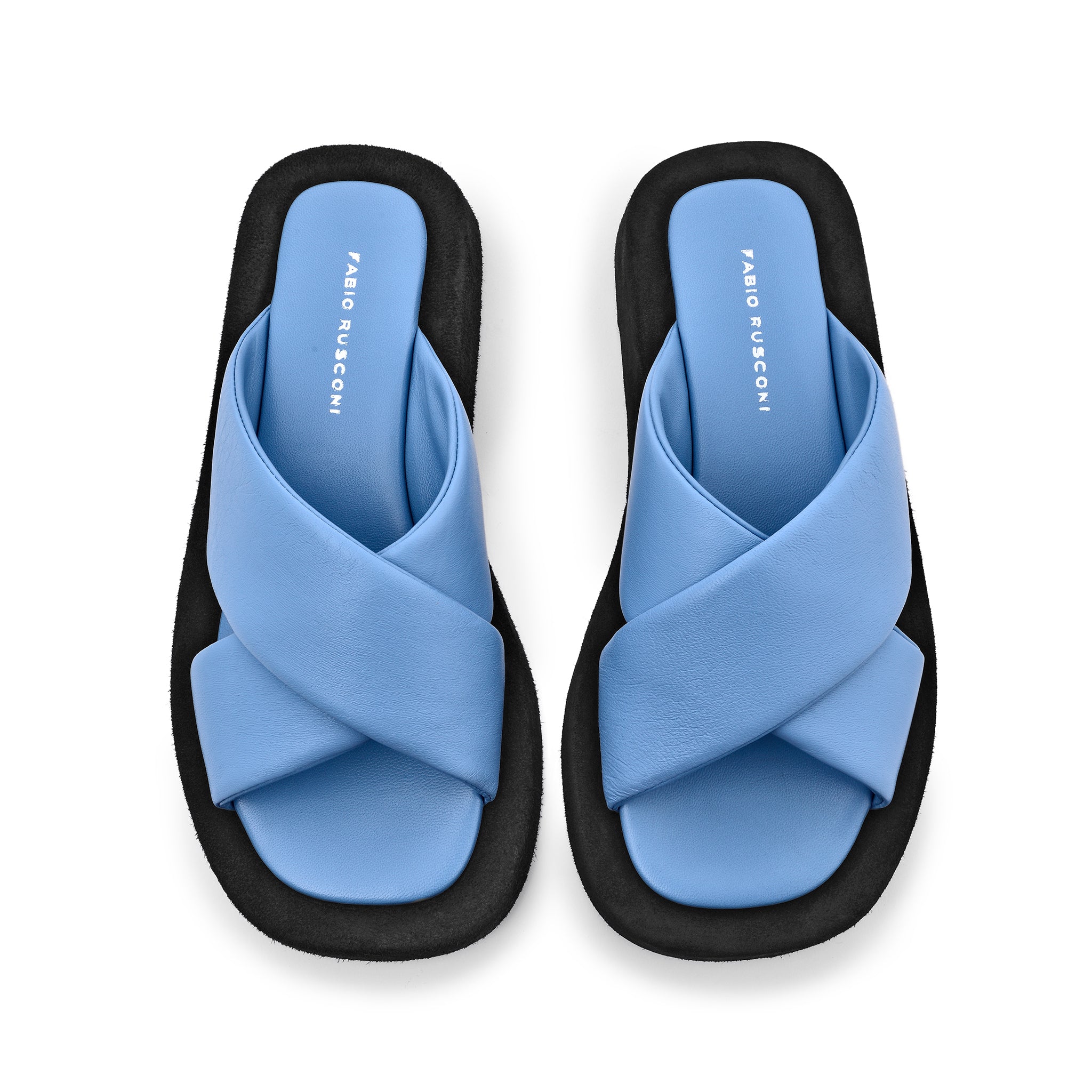 Luna Sky Blue Leather Flat Sandals LUNA5043 - 5