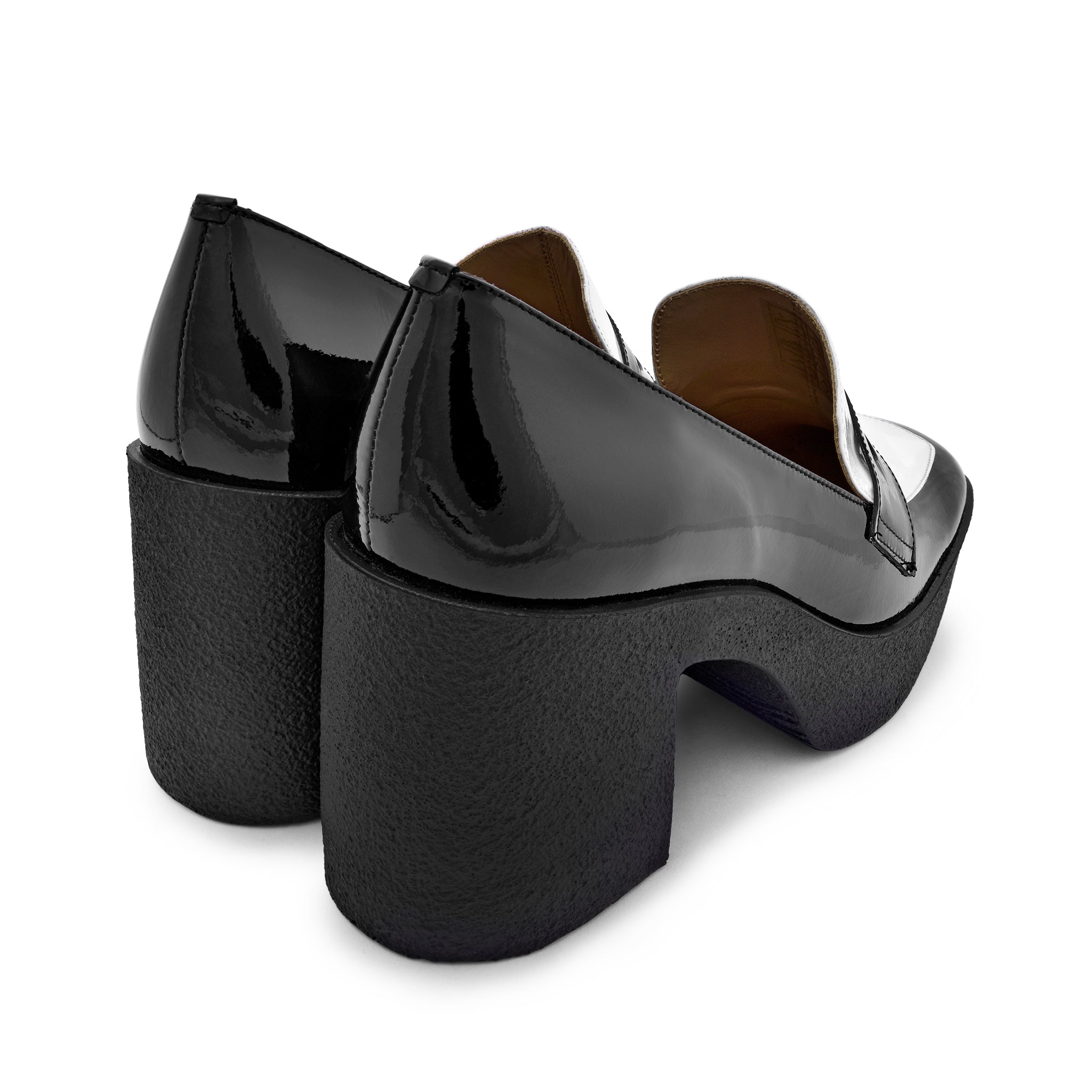 Yoko Black White Patent Leather Chunky Loafers 21031-01-07 - 7