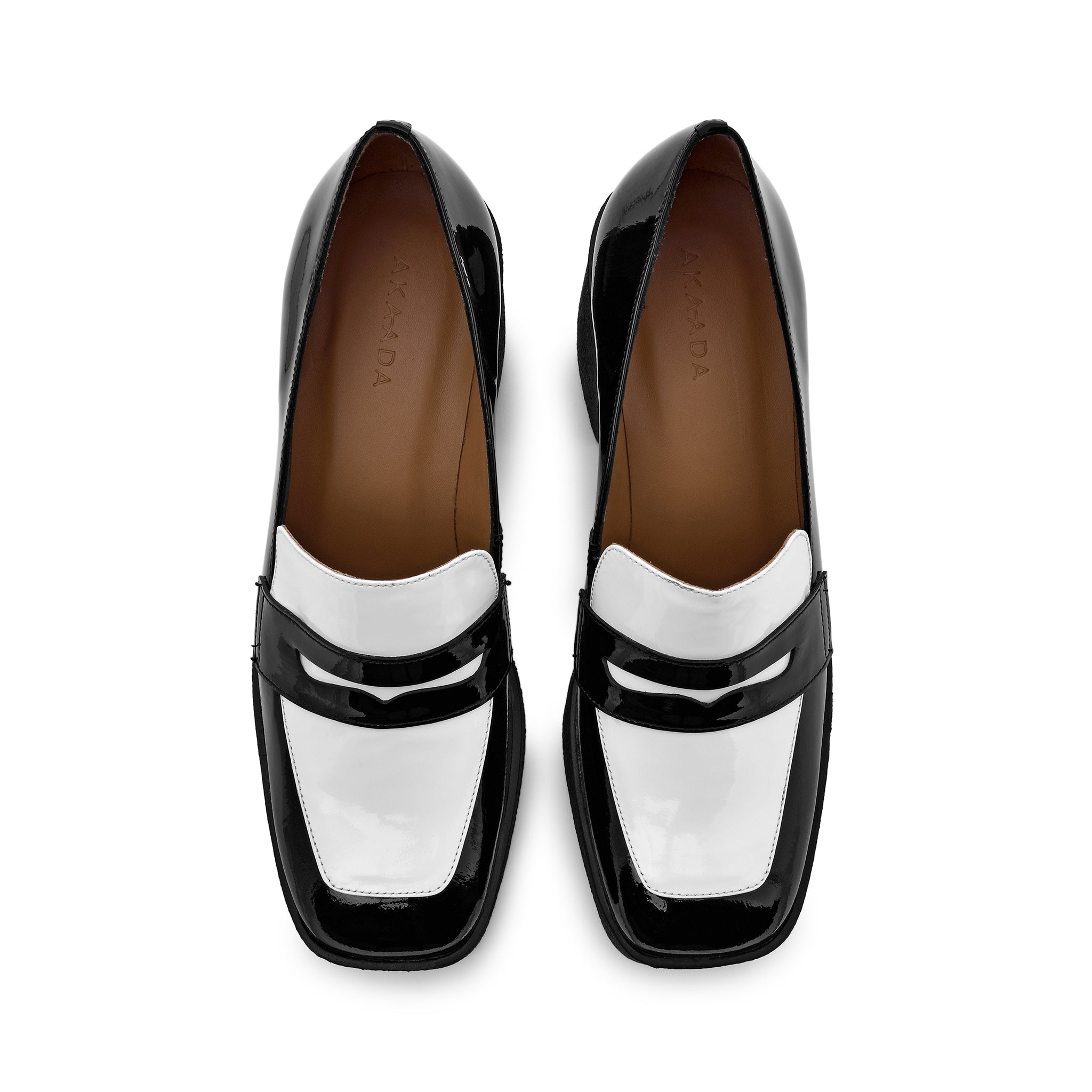 Yoko Black White Patent Leather Chunky Loafers 21031-01-07 - 5