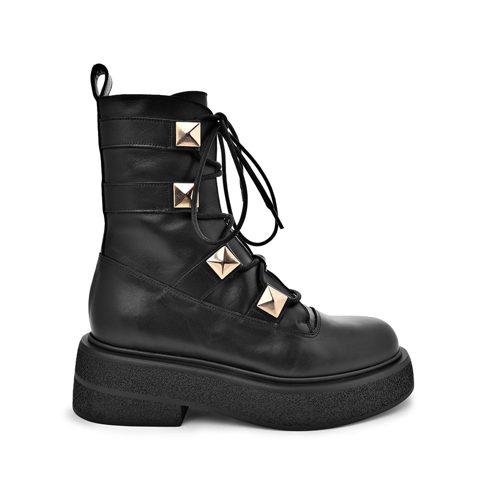 Maki Pyramid Studs Combat Boots D1356Black_BIS - 1