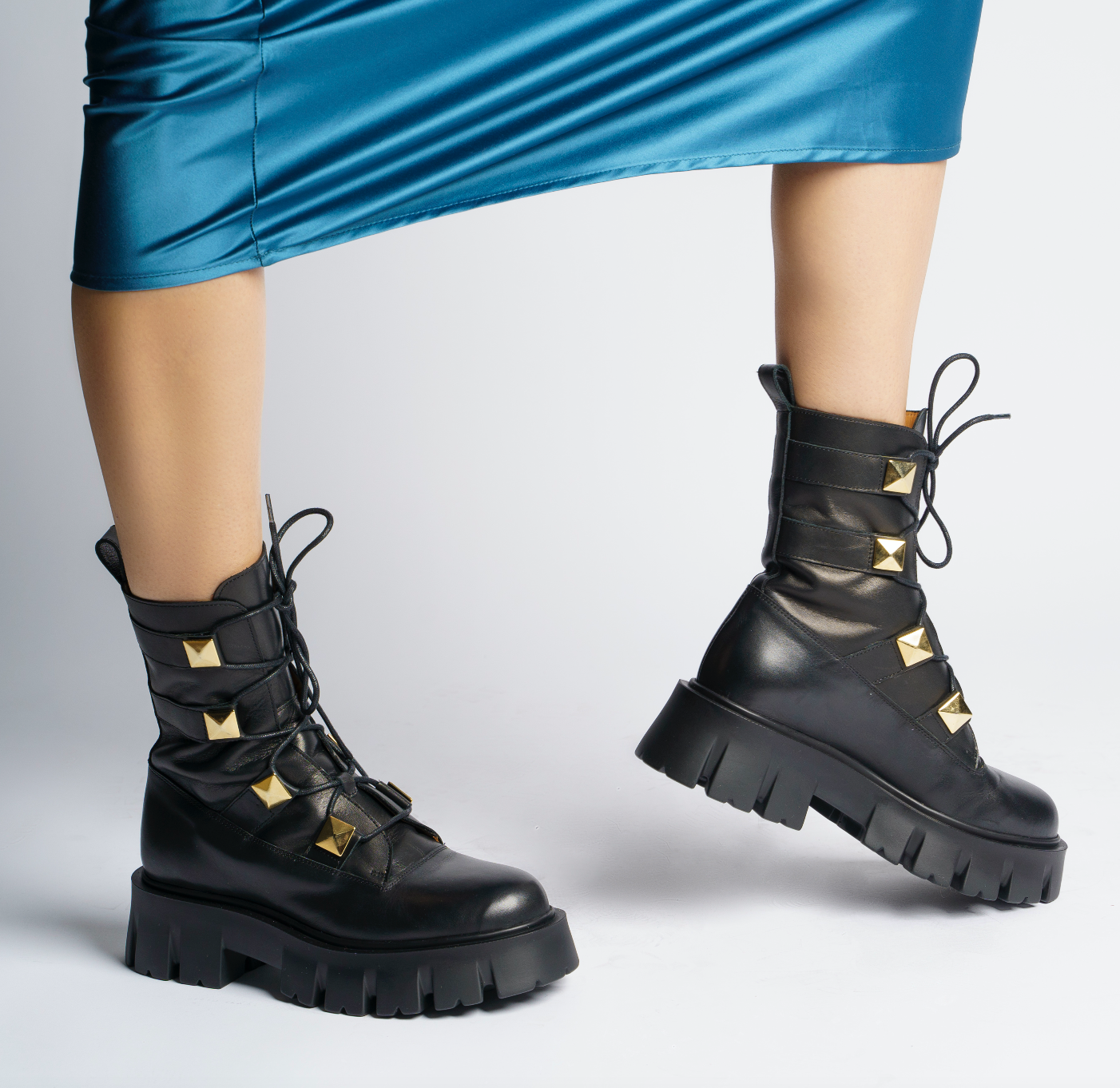 Mako Pyramid Studs Combat Boots D1356 - 7