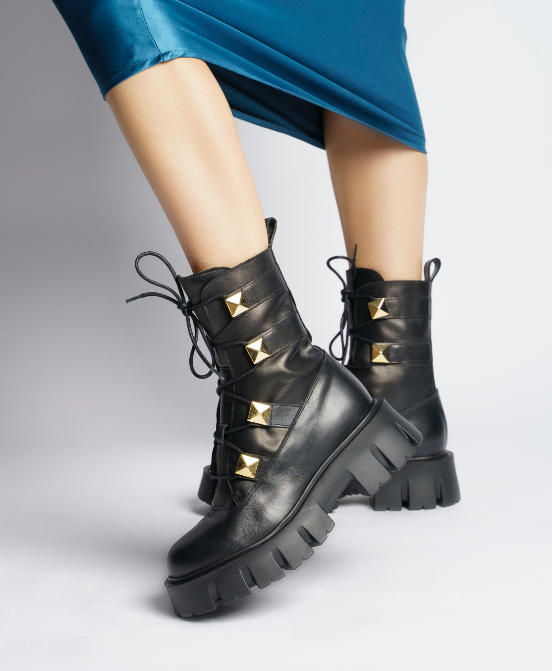 Mako Pyramid Studs Combat Boots D1356 - 4