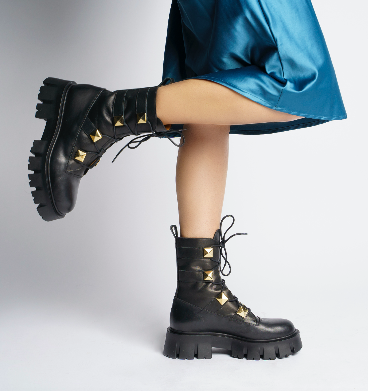 Mako Pyramid Studs Combat Boots D1356 - 6