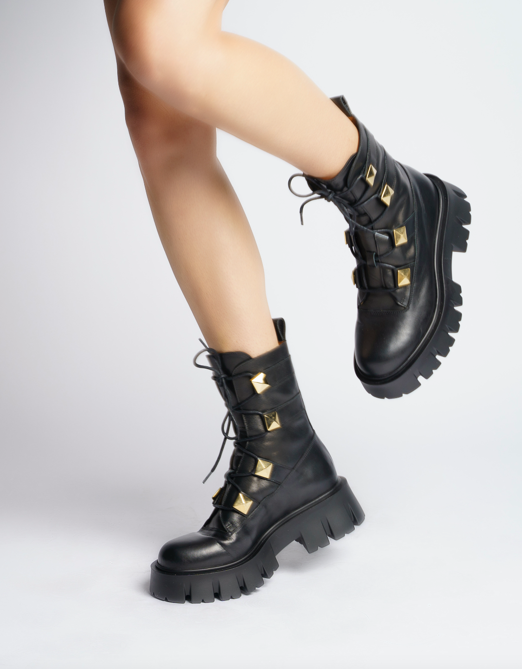 Mako Pyramid Studs Combat Boots D1356 - 5