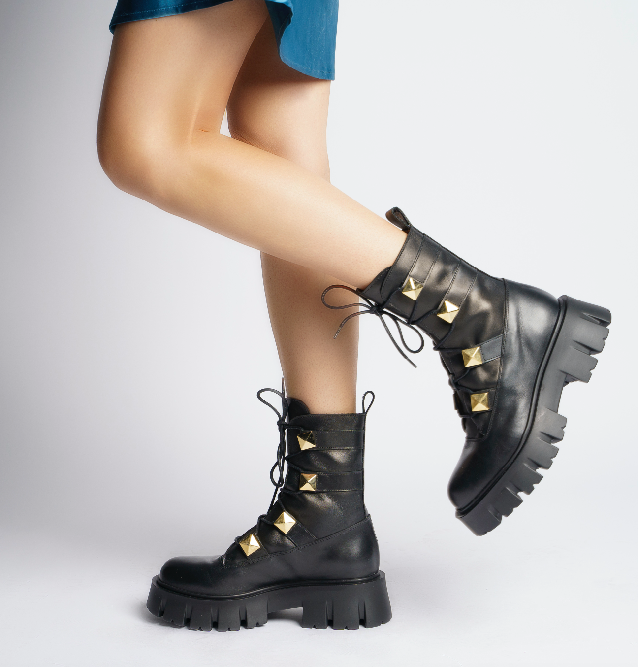 Mako Pyramid Studs Combat Boots D1356 - 2