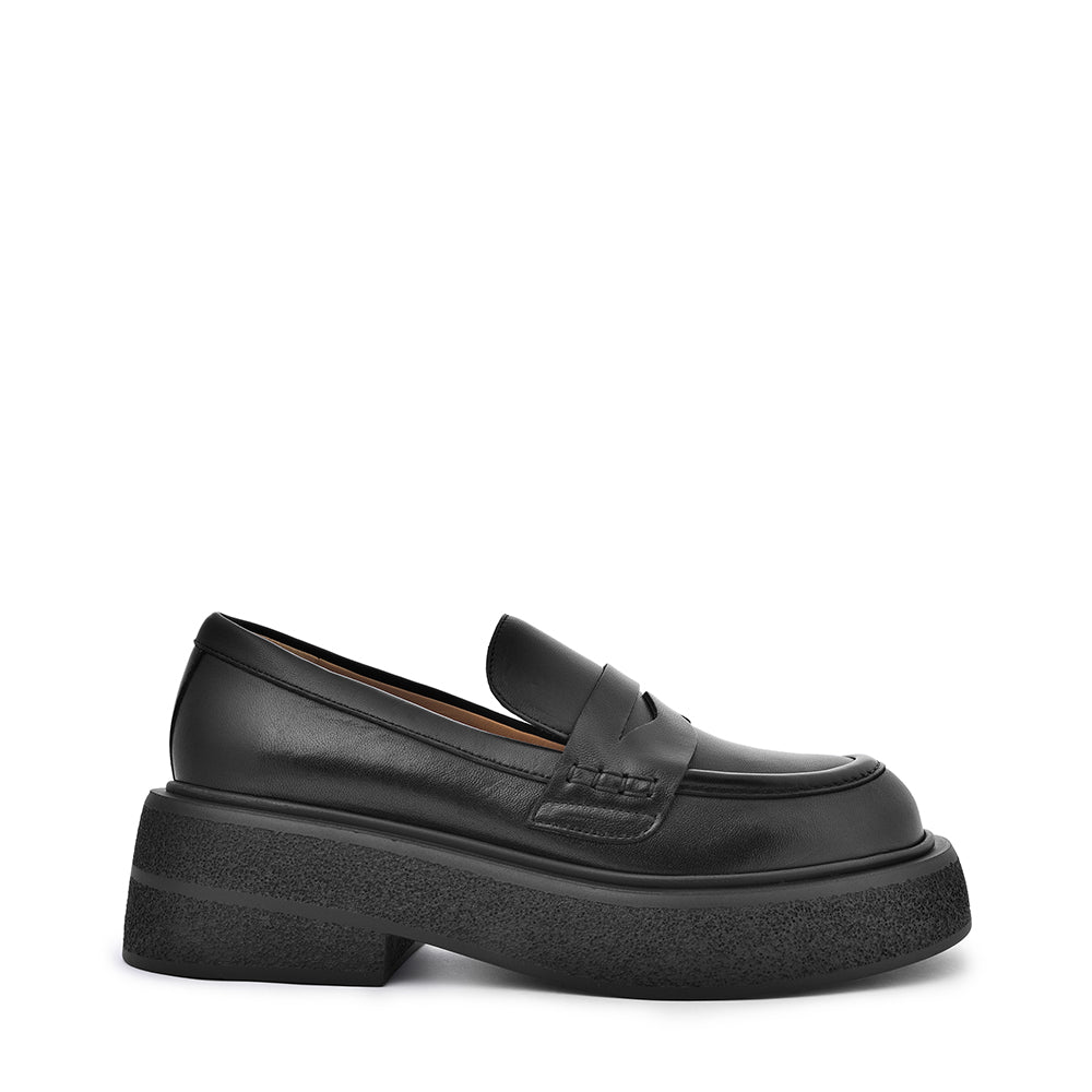 Mikka Black Leather Chunky Loafers D1304Black_BIS - 1