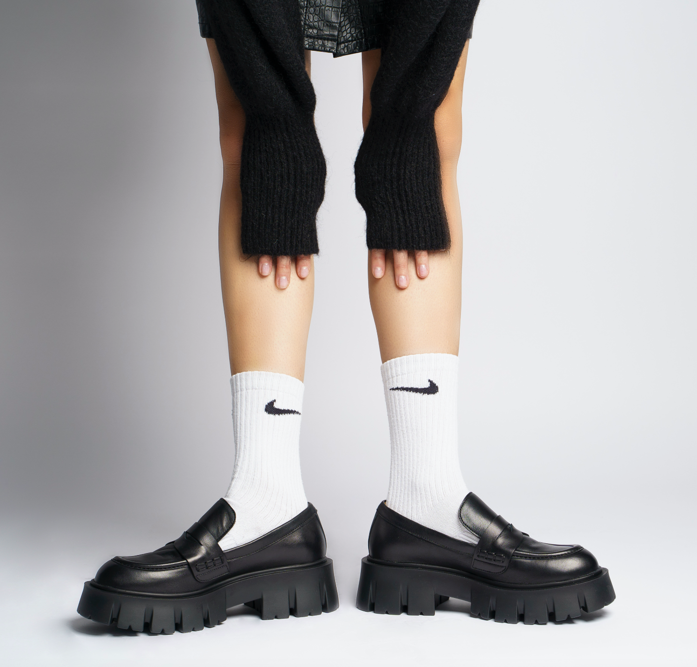 Mikki Black Leather Chunky Loafers D1304Black - 3