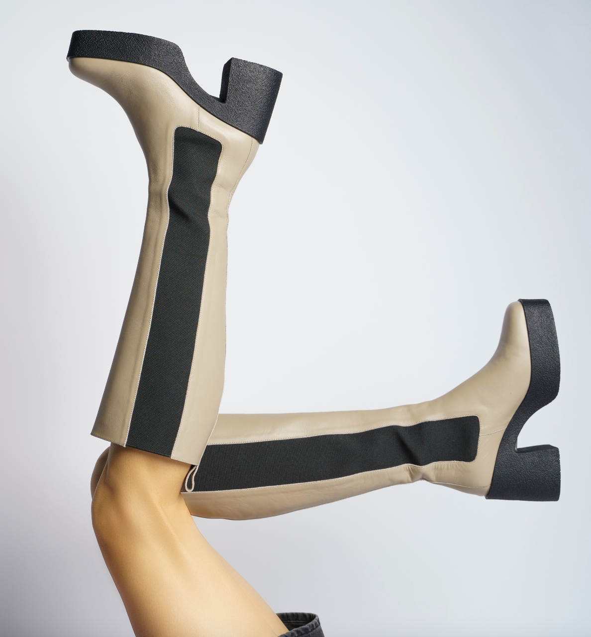 Momoko Taupe Knee-High Leather Chelsea Boots 20077-05-02 -7