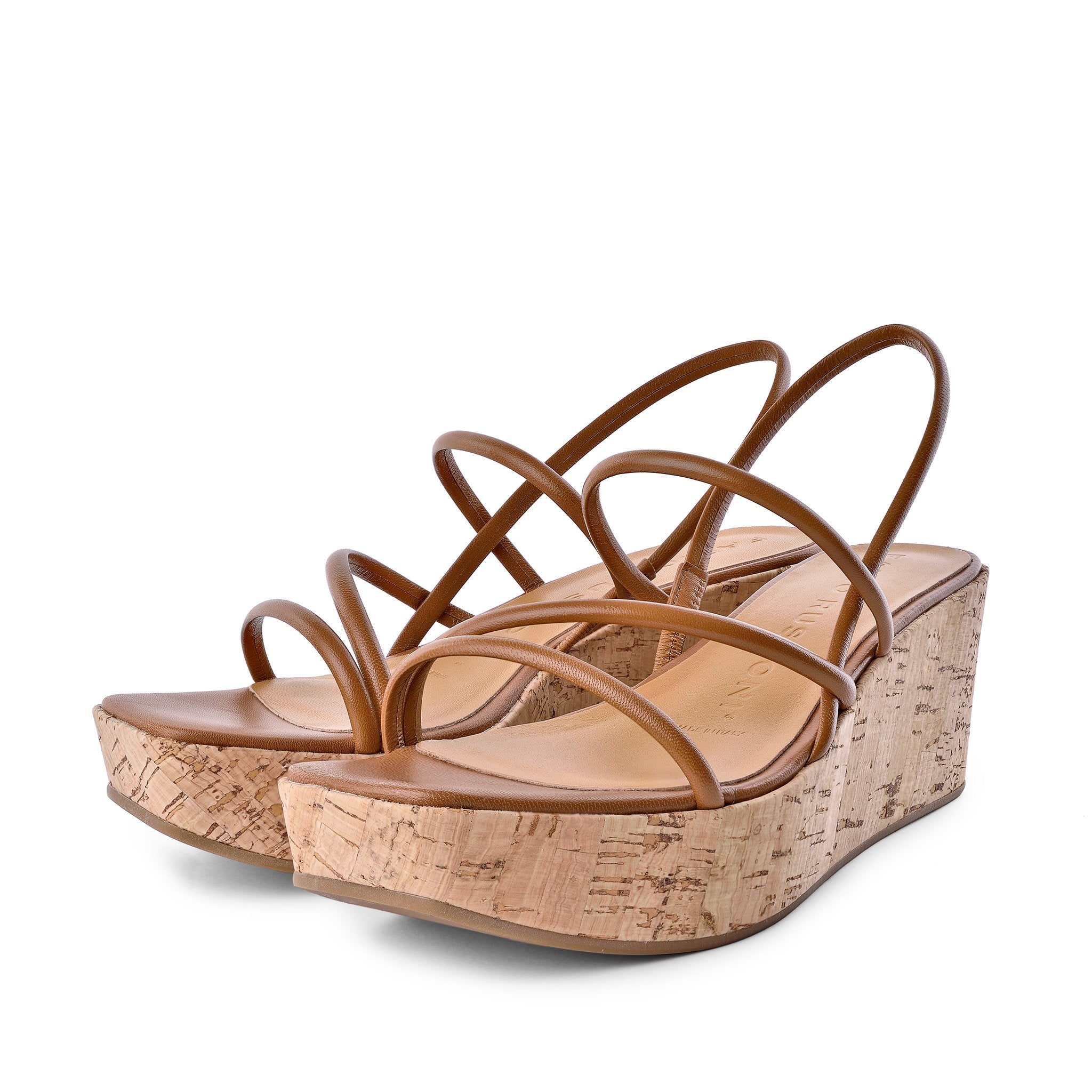 Effe Cognac Cork Platform Sandals 1183CUOIO - 6