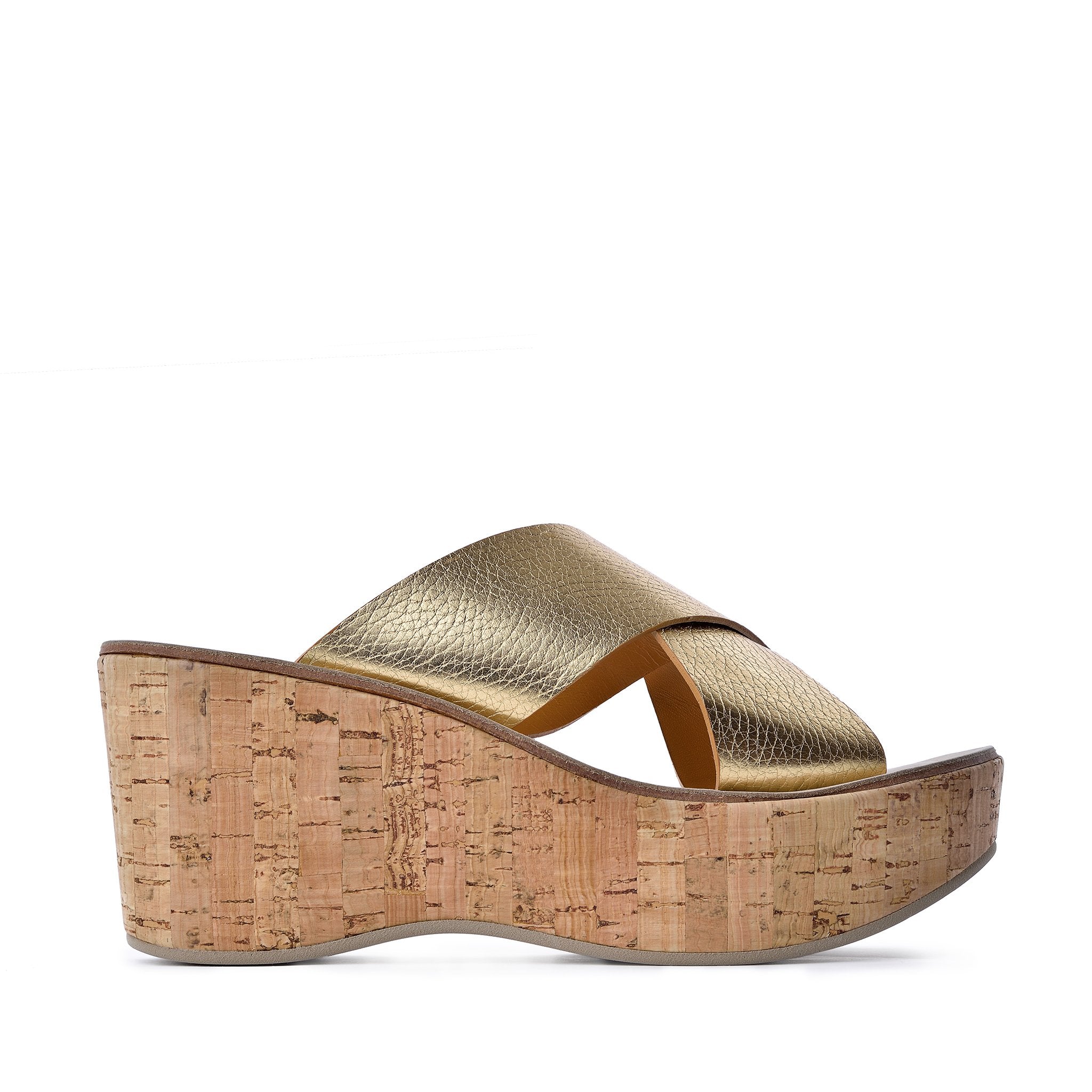 Dora Gold Cork Platform Sandals 318F - 1