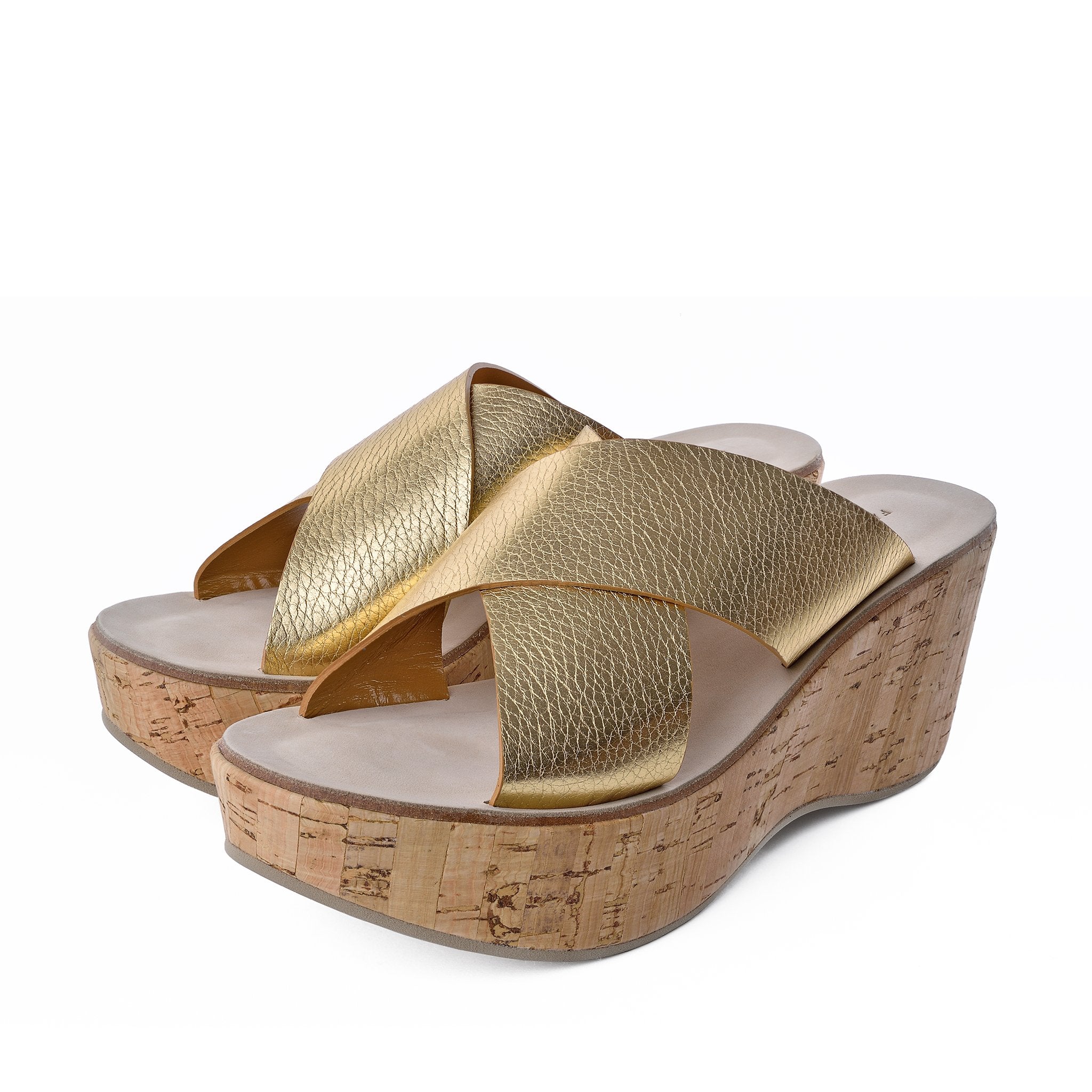 Dora Gold Cork Platform Sandals 318F - 6