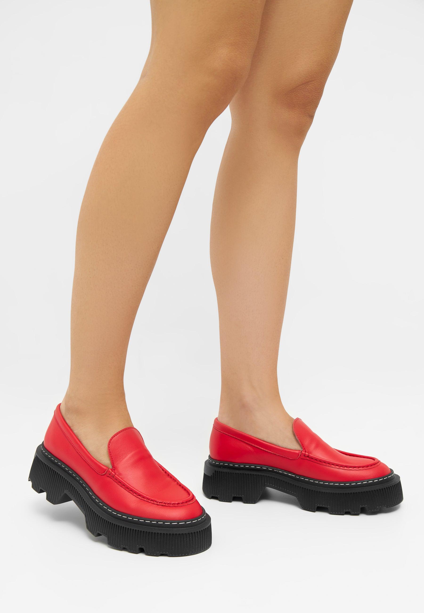 LÄST Penny - Leather - Red Loafers Red