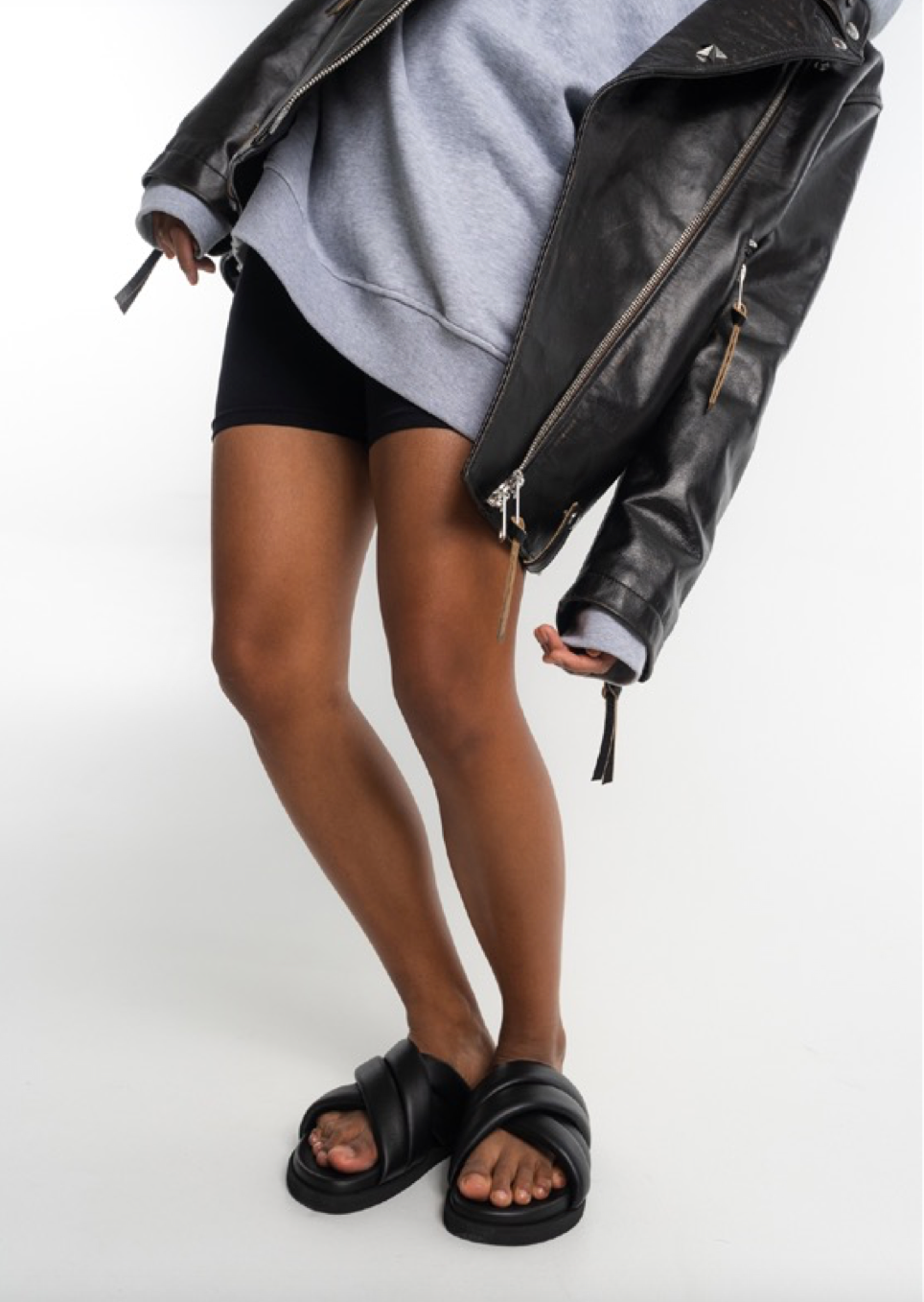 Nappa Black Chunky Slides Sandals CPH726 - 2