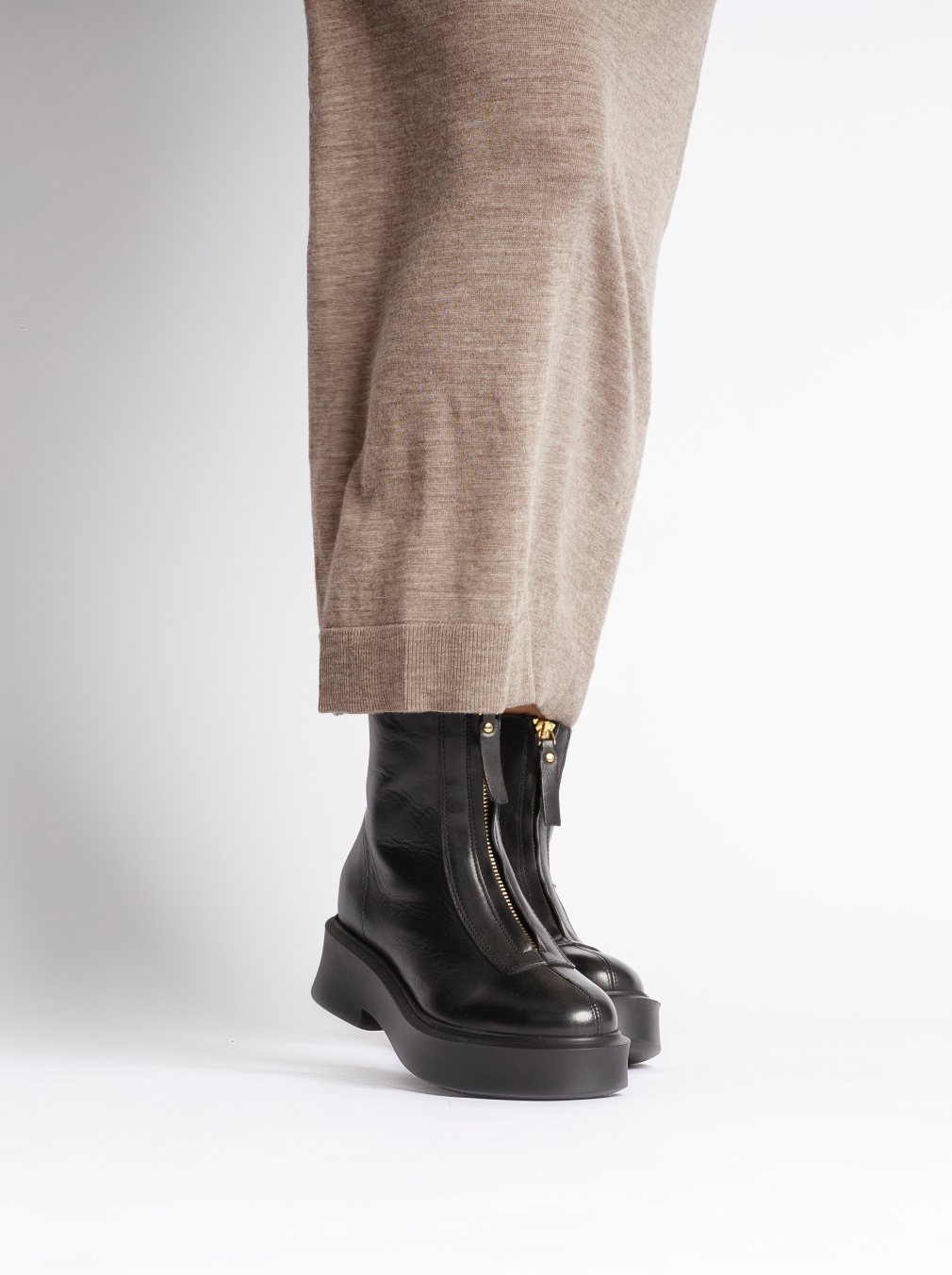 Vela Front Zip All Black Ankle Boots VELA-BLKBLK - 7