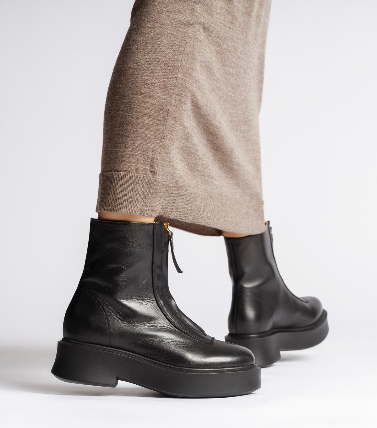 Vela Front Zip All Black Ankle Boots VELA-BLKBLK - 6