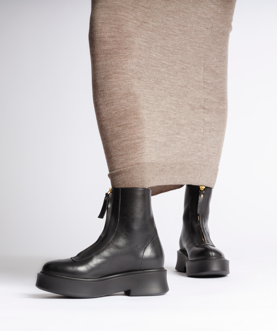 Vela Front Zip All Black Ankle Boots VELA-BLKBLK - 8