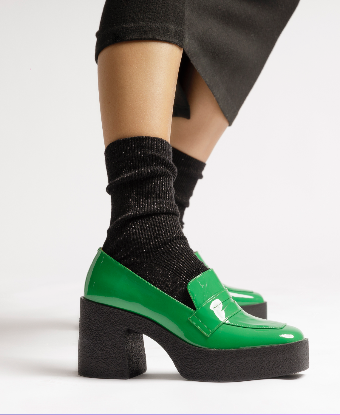 Yoko Forest Green Patent Leather Chunky Loafers 21031-01-08 - 4