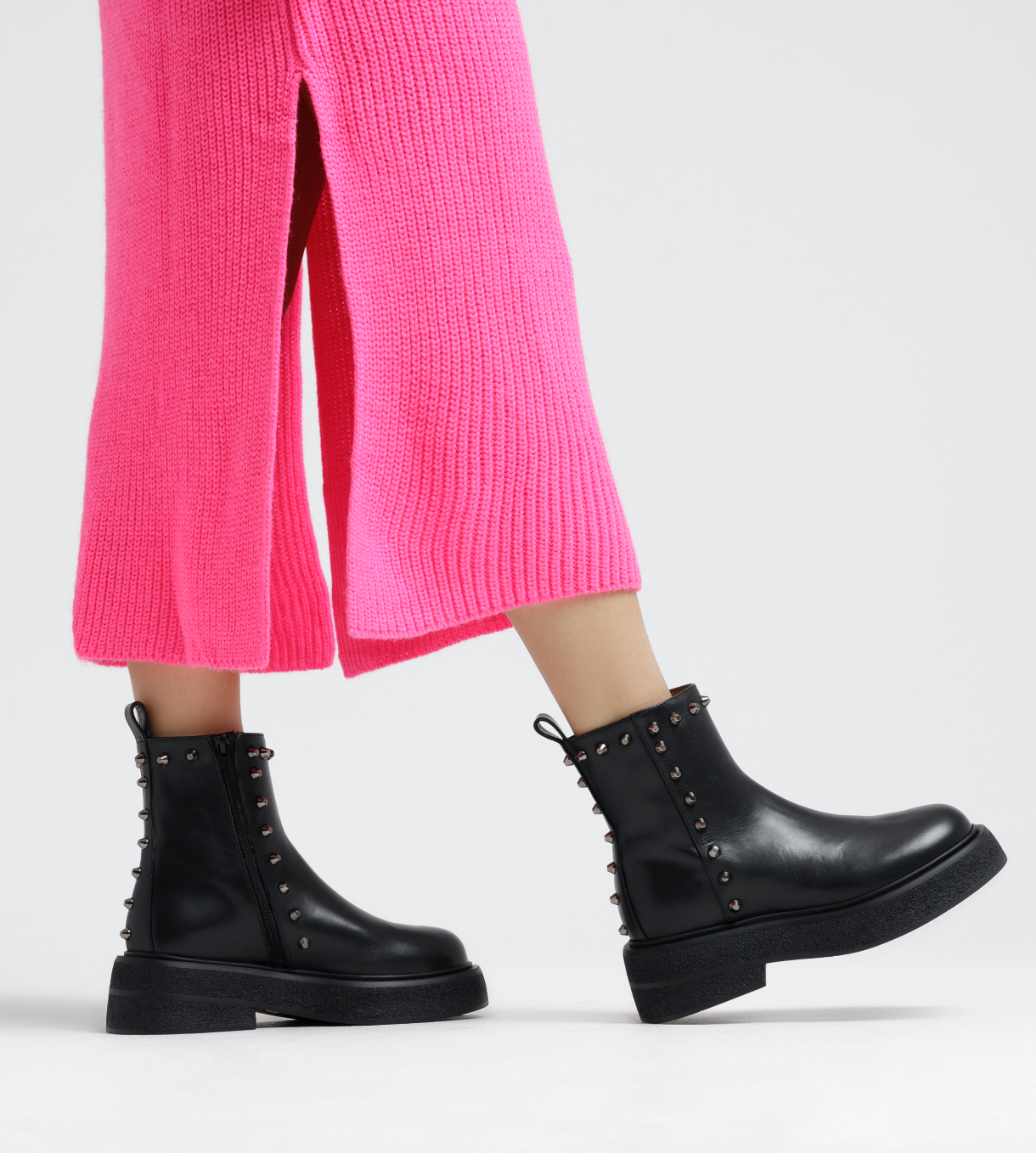Nikko Pyramid Studs Ankle Boots F256_BLACK - 12