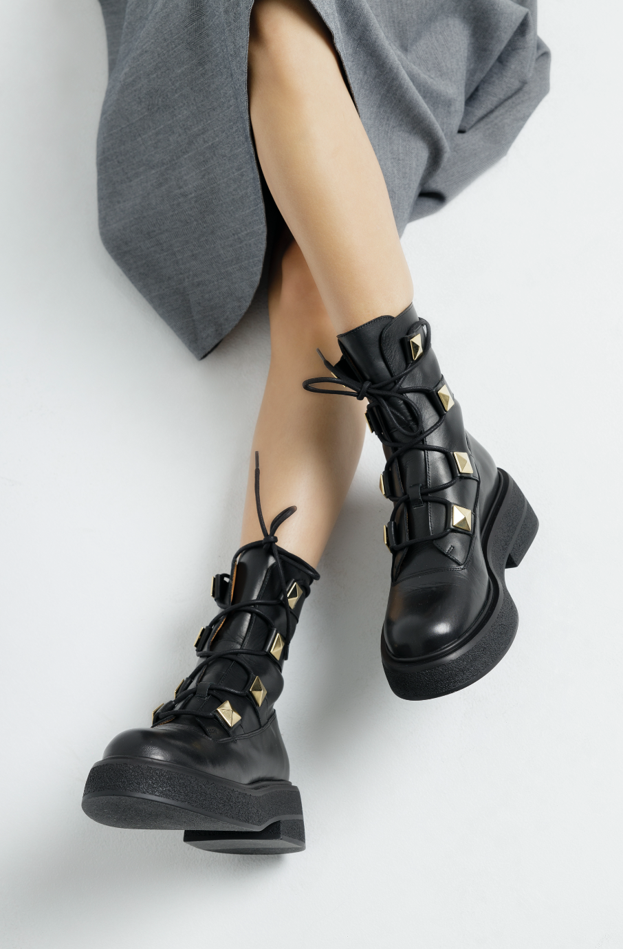 Maki Pyramid Studs Combat Boots D1356Black_BIS - 8