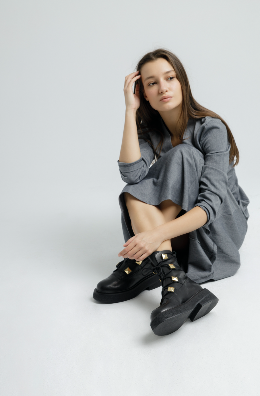 Maki Pyramid Studs Combat Boots D1356Black_BIS - 3