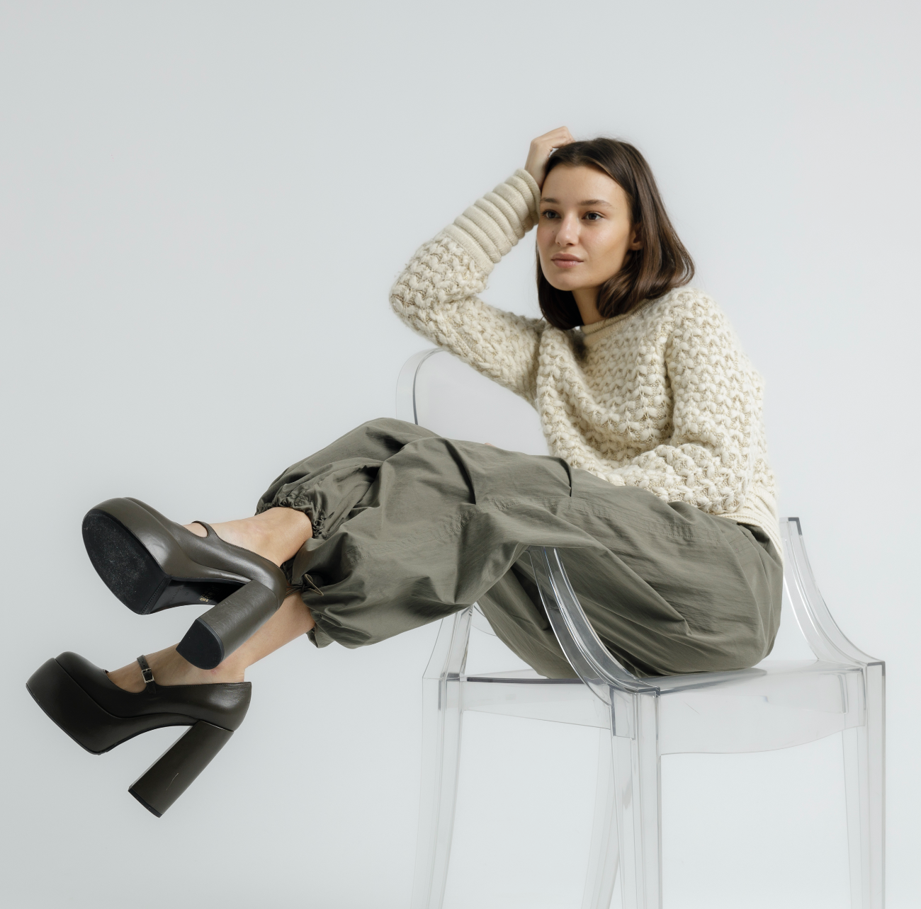 Sute Military Green Platform Pumps F902_ARMY - 7