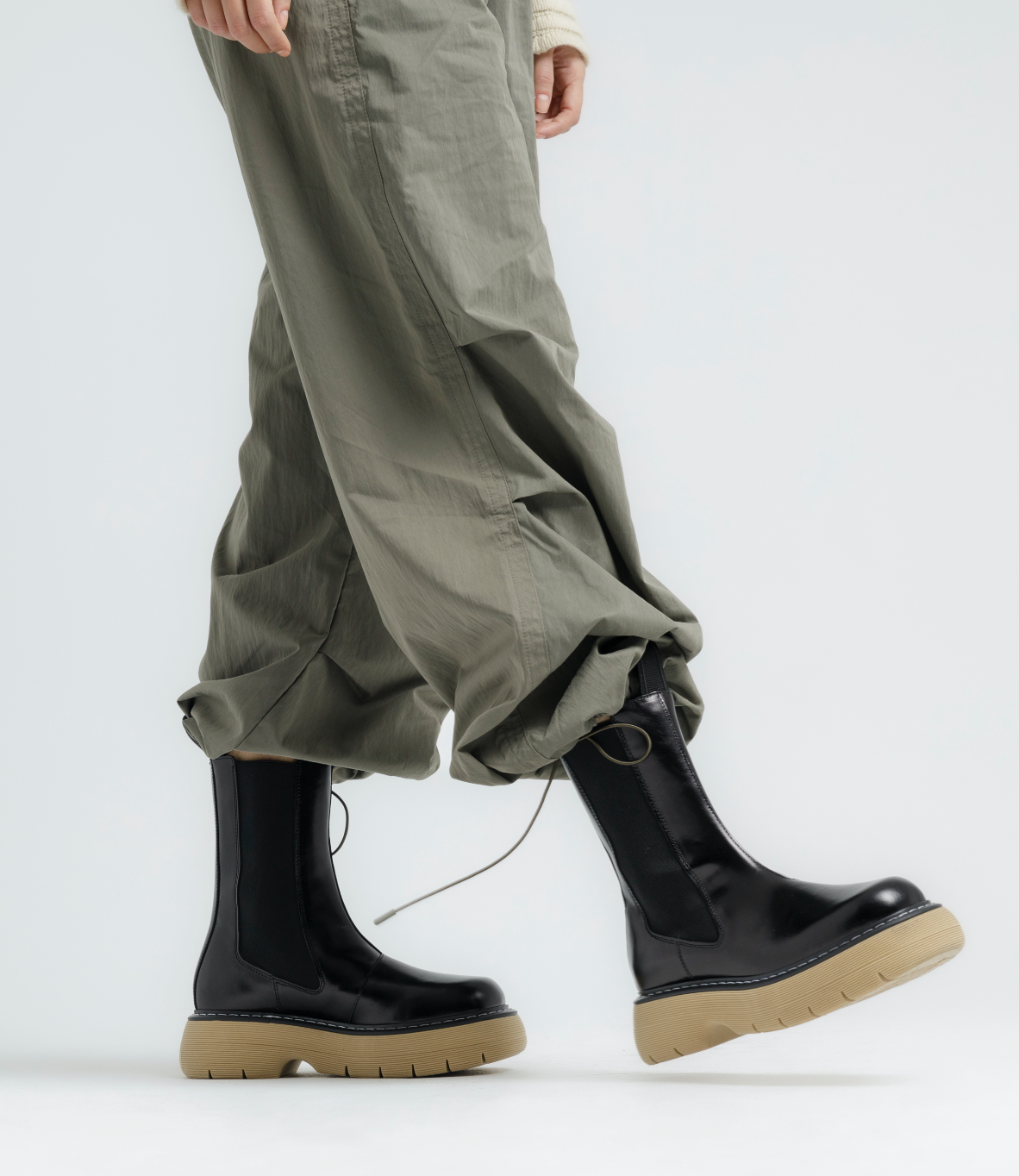 Joy Black Beige High Chelsea Boots LAST1731 -7