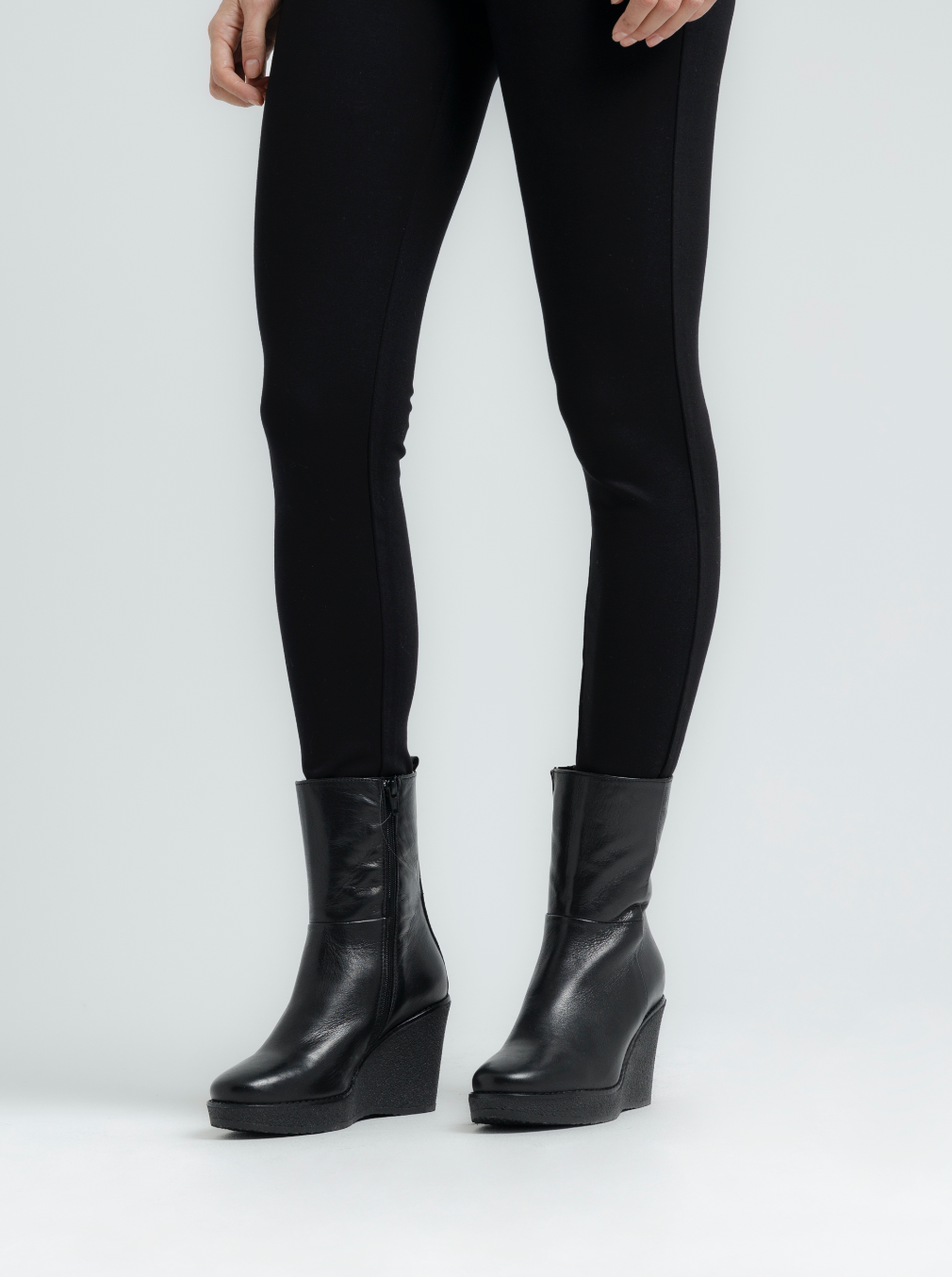 Como Black Platform Leather Boots COMO-BLK - 8