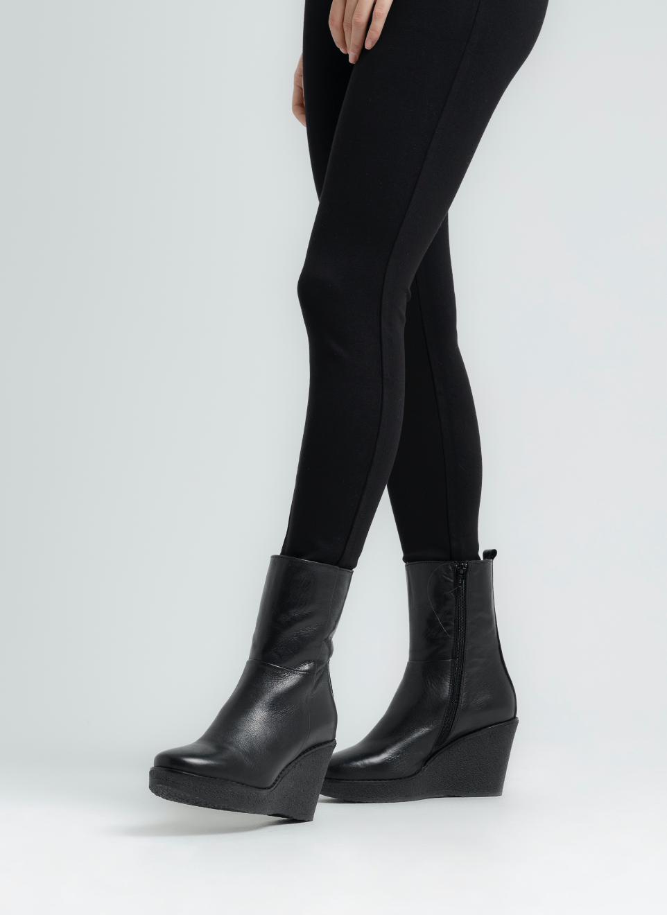 Como Black Platform Leather Boots COMO-BLK - 9