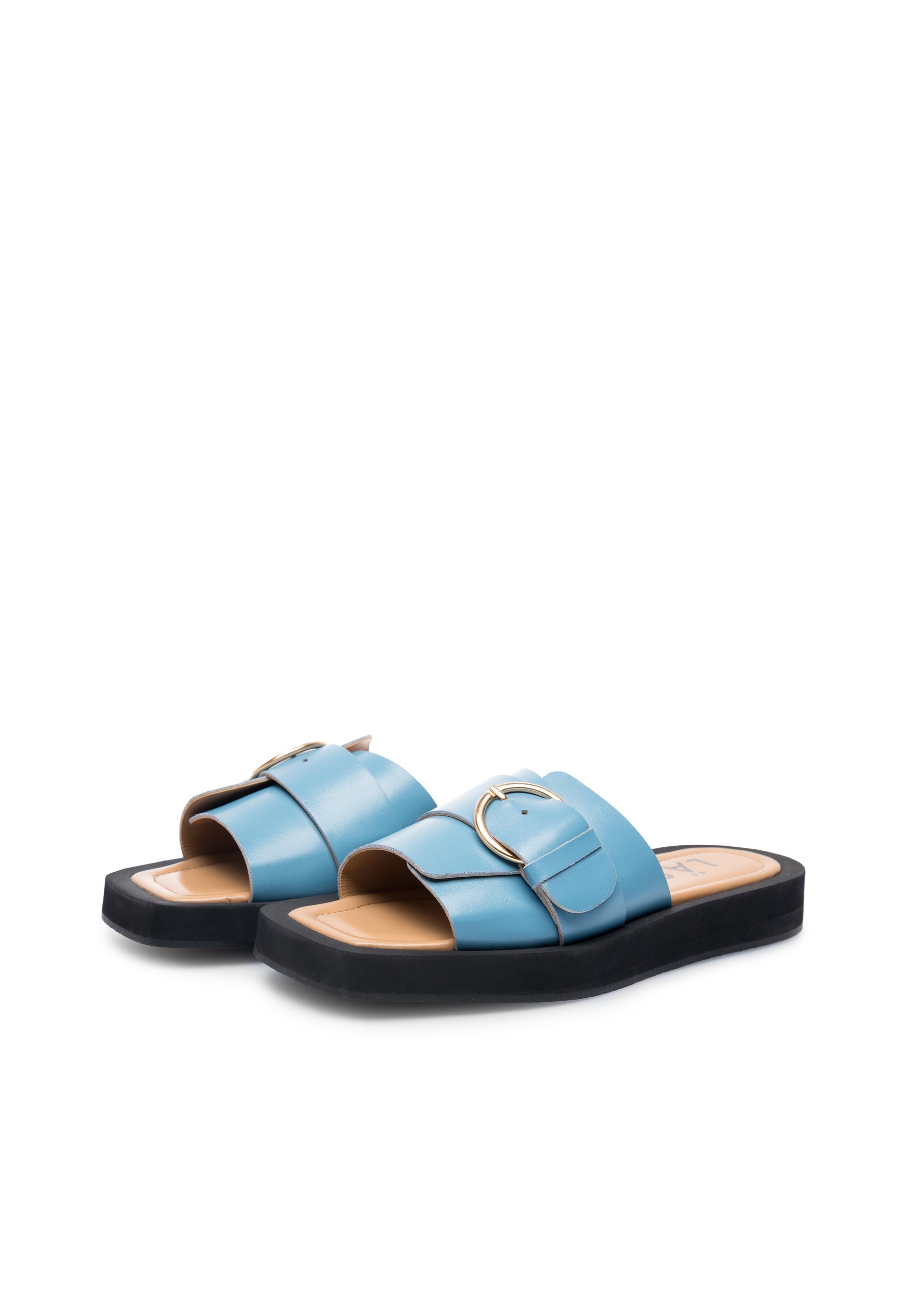 LÄST Selma - Leather - Blue Sandals Blue