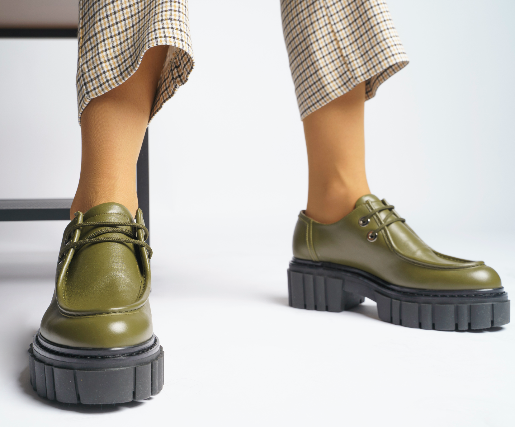Taka Olive Lace-up Chunky Loafers 2202-02 - 06
