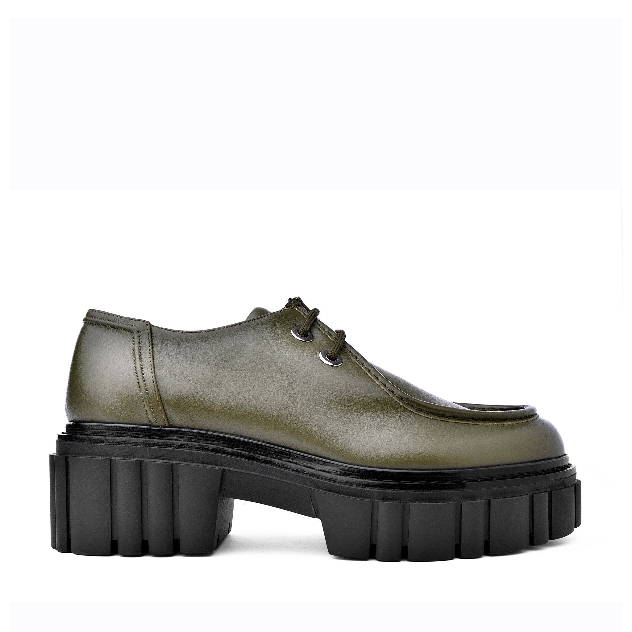 Taka Olive Lace-up Chunky Loafers 2202-02 - 01