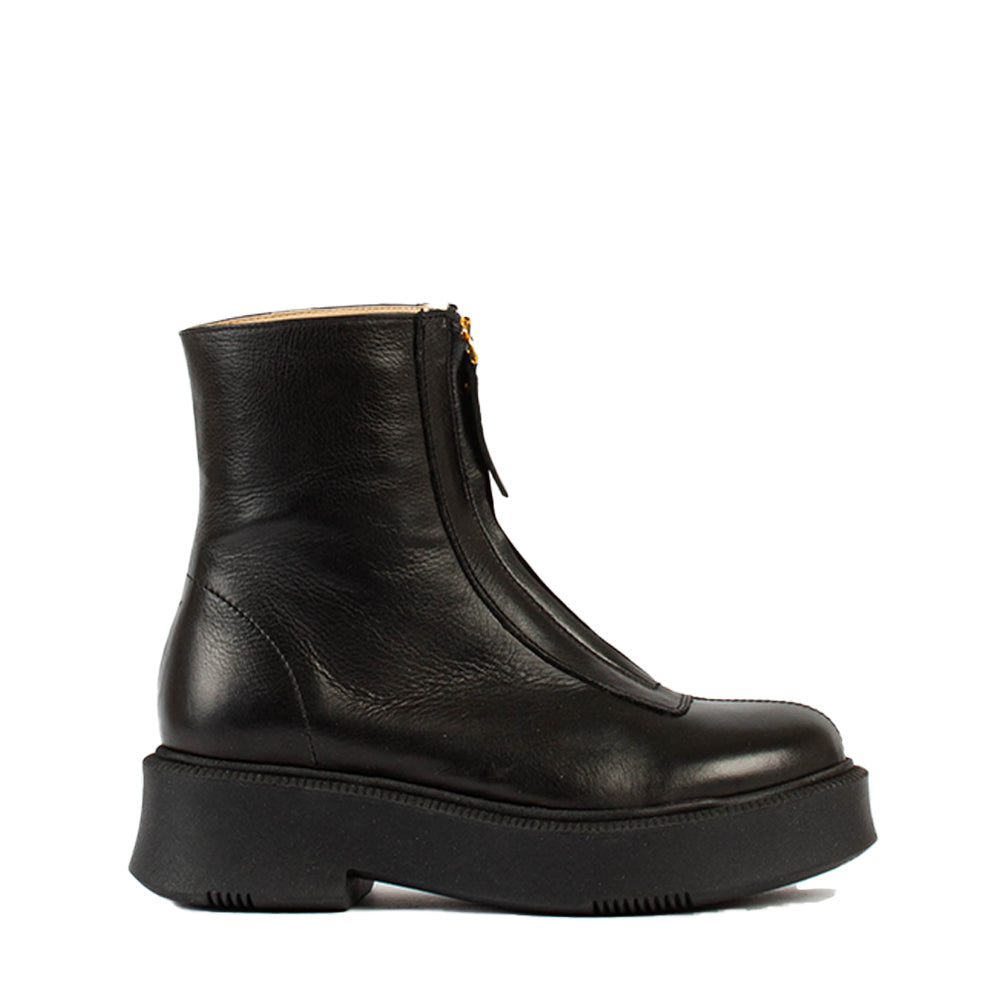 Vela Front Zip All Black Ankle Boots VELA-BLKBLK - 1