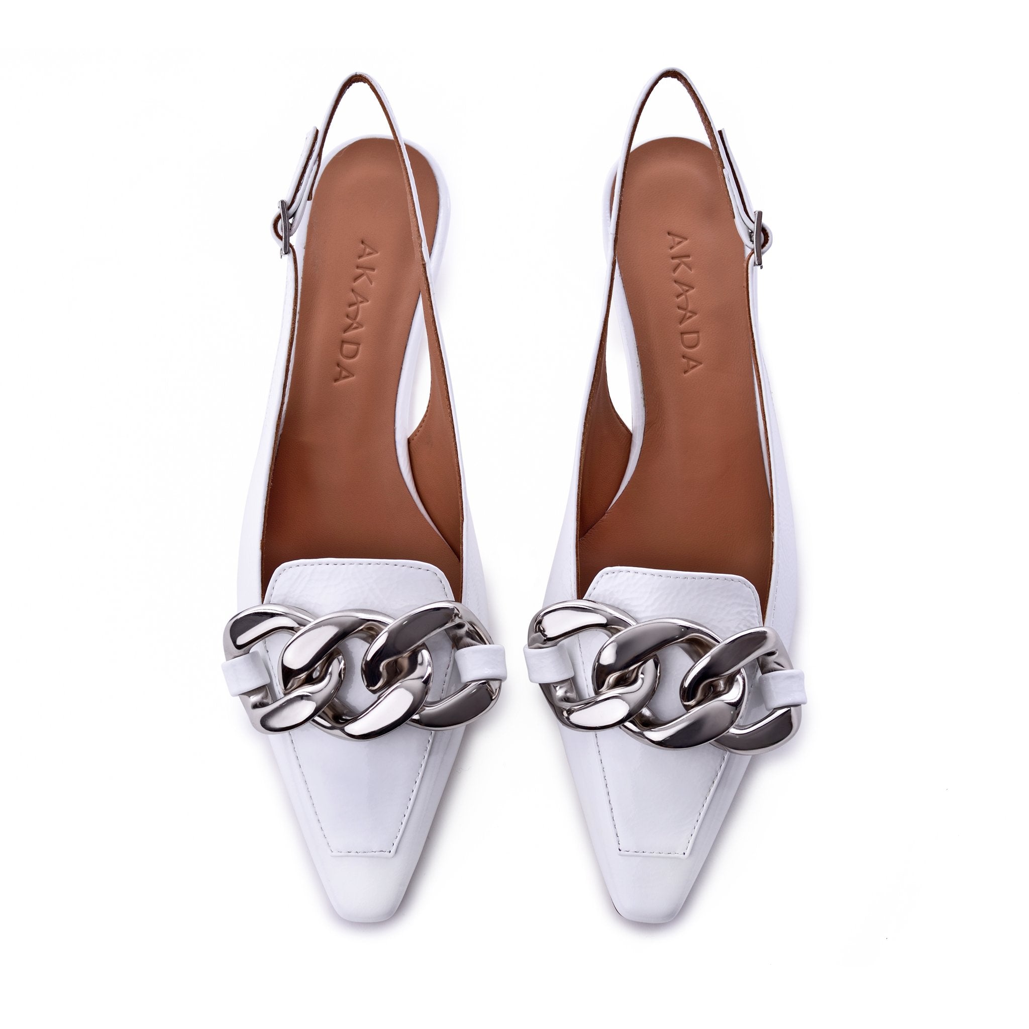 Erity White Naplak Slingback Pumps C406-04 - 6