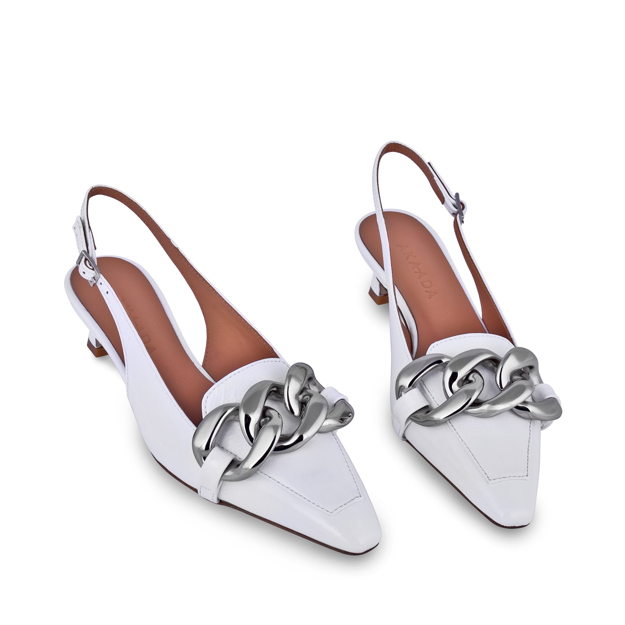 Erity White Naplak Slingback Pumps C406-04 - 5