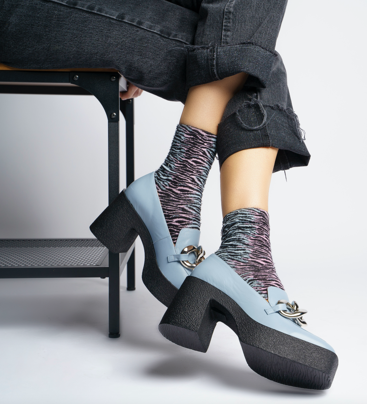 Yo Sky Blue Chunky Loafers 21031-02-04 - 2