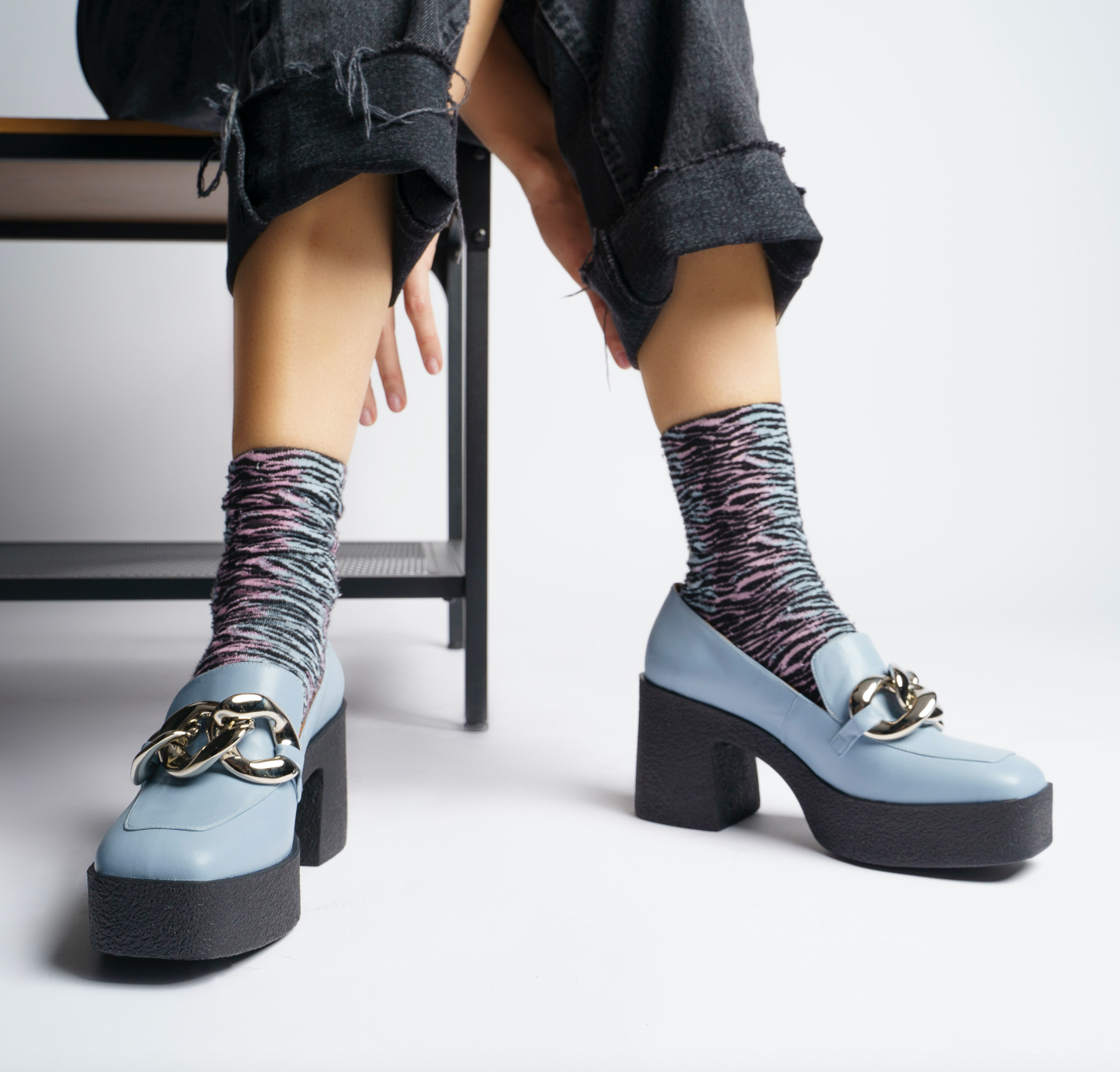 Yo Sky Blue Chunky Loafers 21031-02-04 - 8