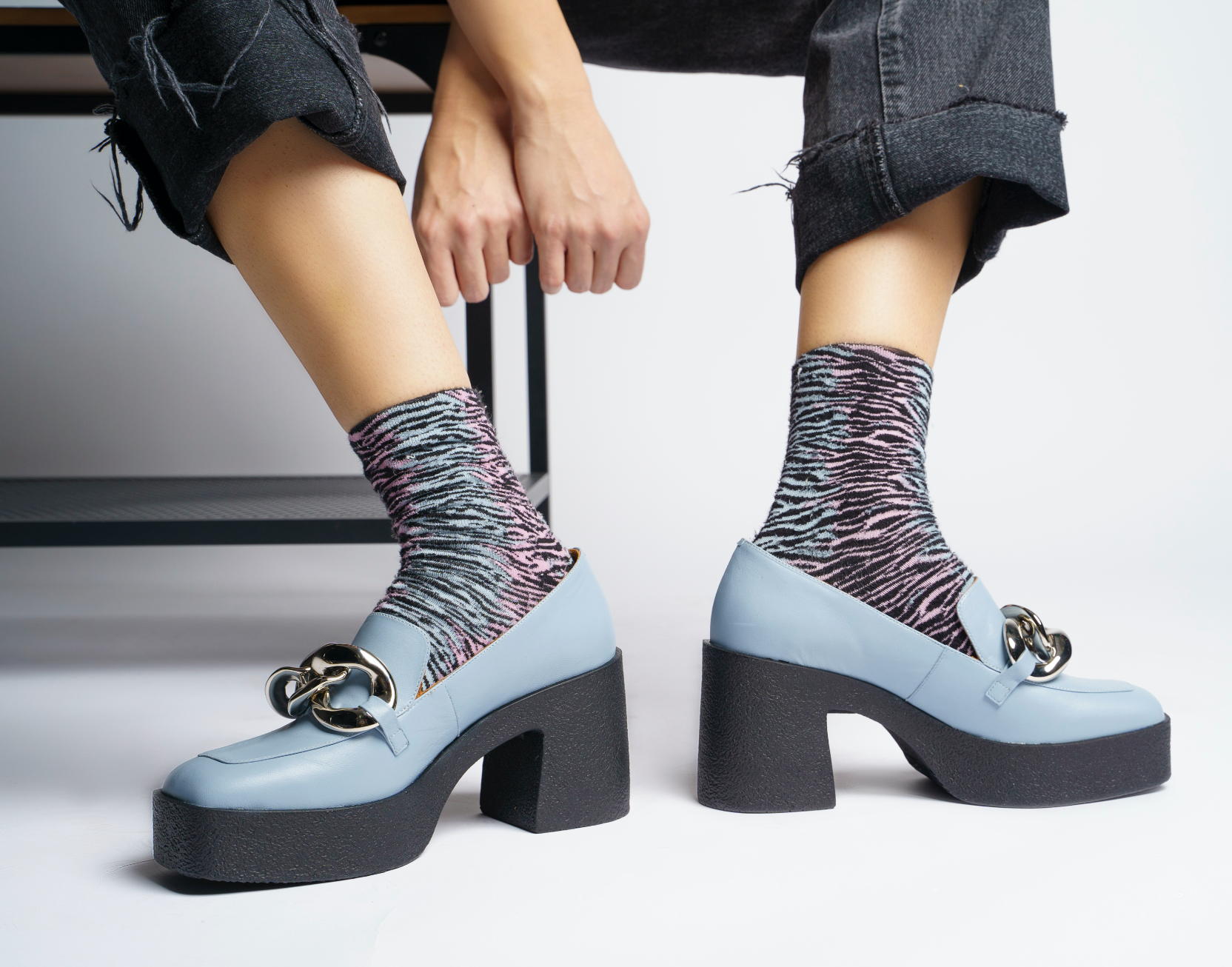 Yo Sky Blue Chunky Loafers 21031-02-04 - 9