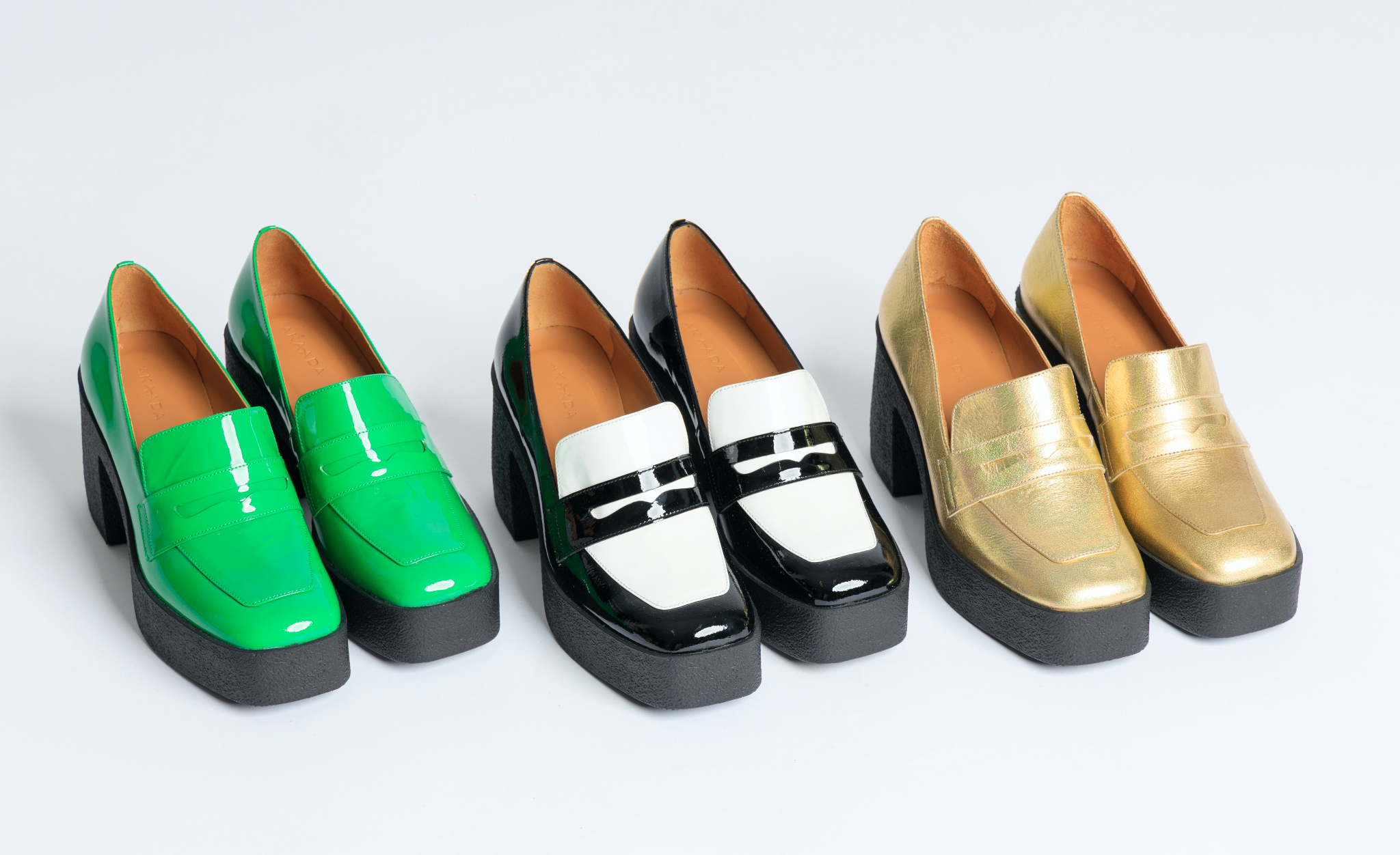 Yoko Black White Patent Leather Chunky Loafers 21031-01-07 - 11