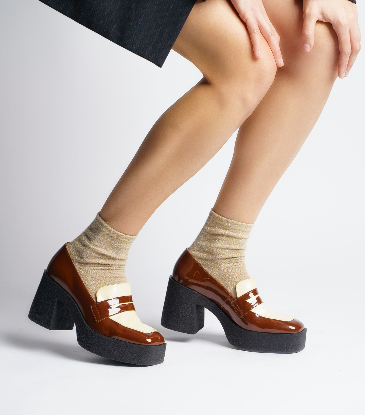 Yoko Caramel Cream Patent Leather Chunky Loafers 21031-01-05 - 3