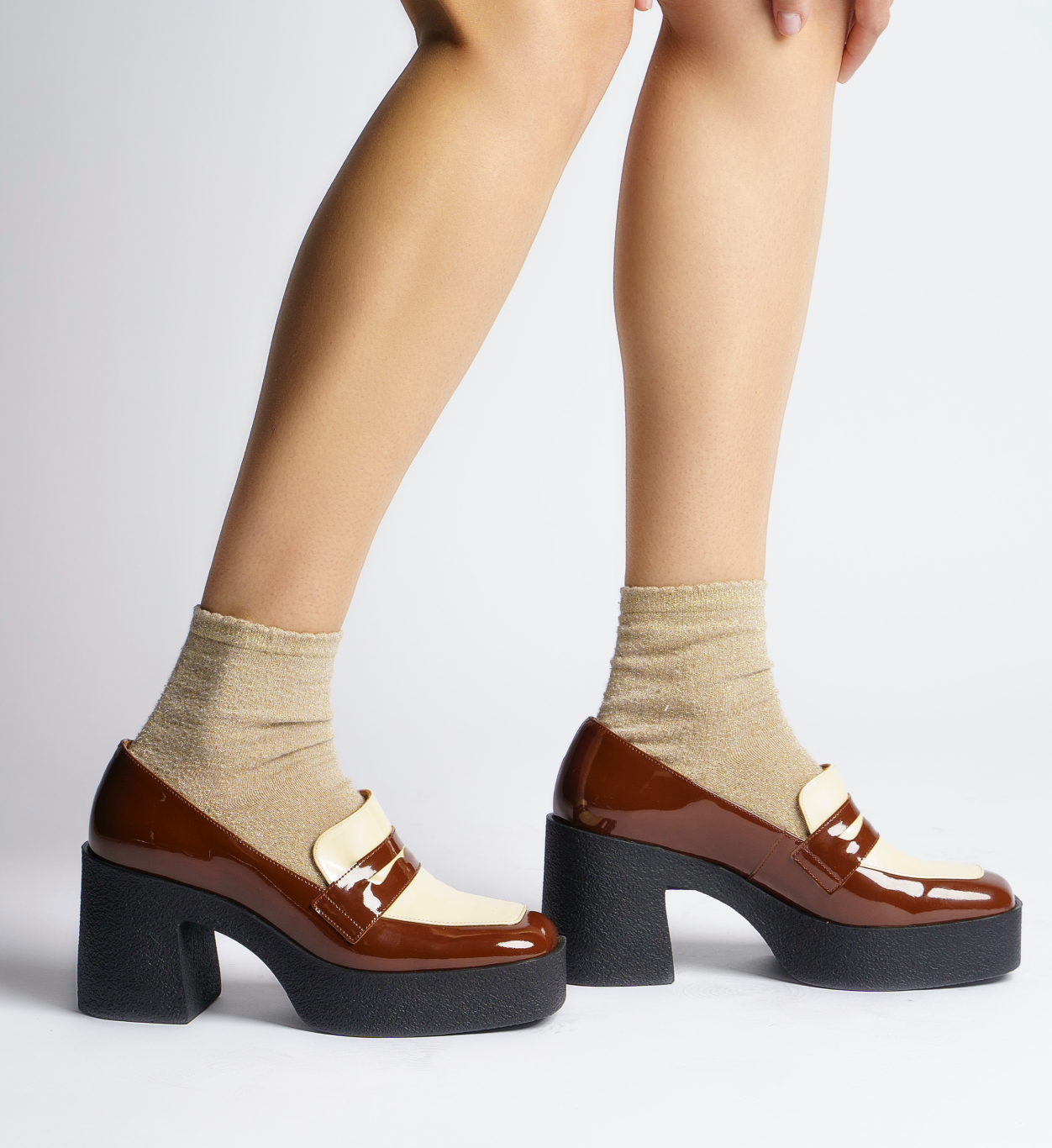 Yoko Caramel Cream Patent Leather Chunky Loafers 21031-01-05 - 4