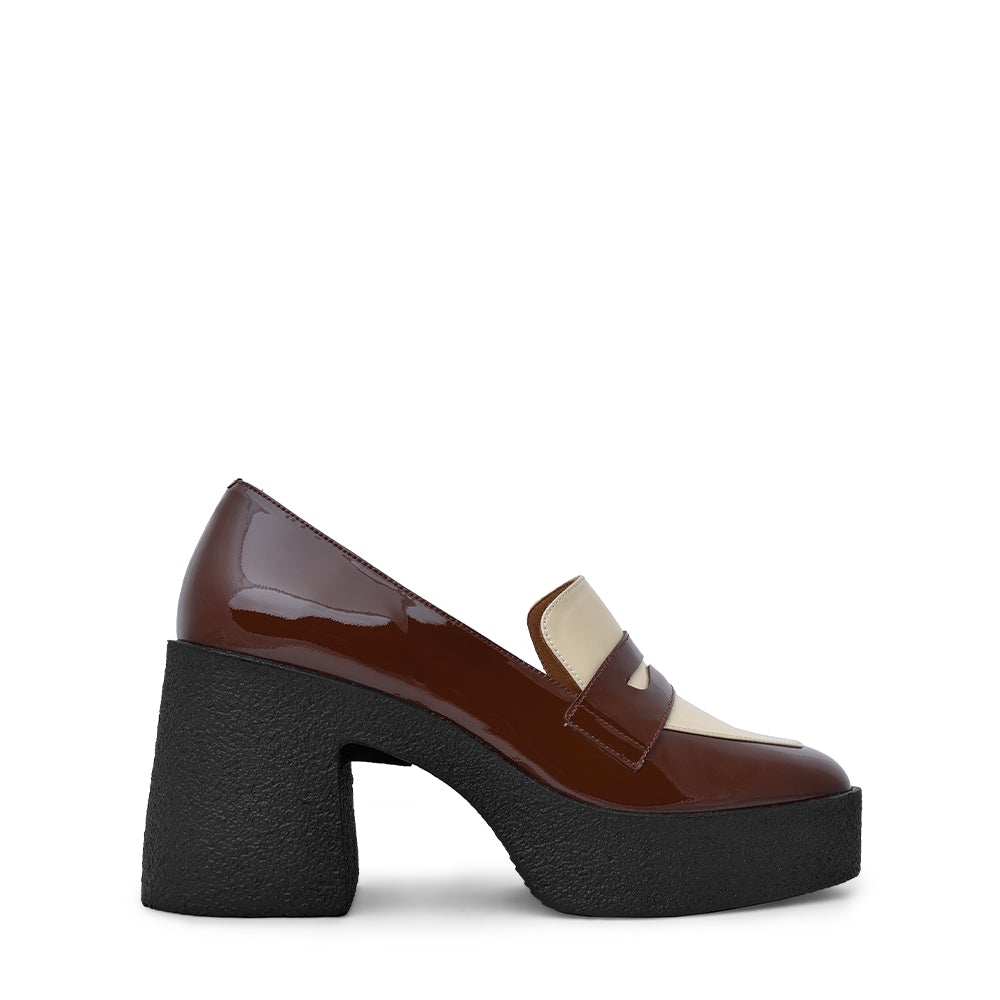 Yoko Caramel Cream Patent Leather Chunky Loafers 21031-01-05 - 1