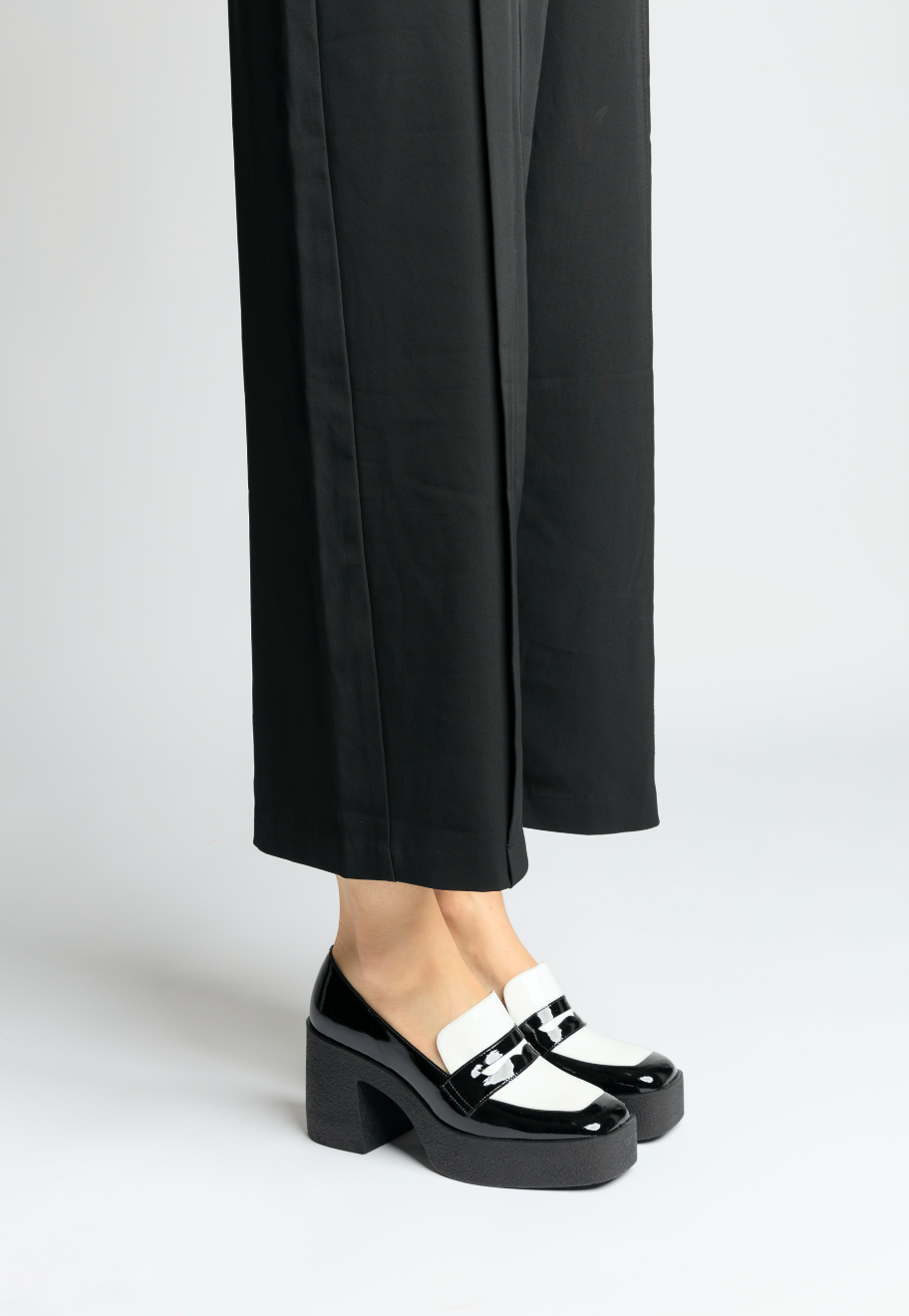 Yoko Black White Patent Leather Chunky Loafers 21031-01-07 - 2