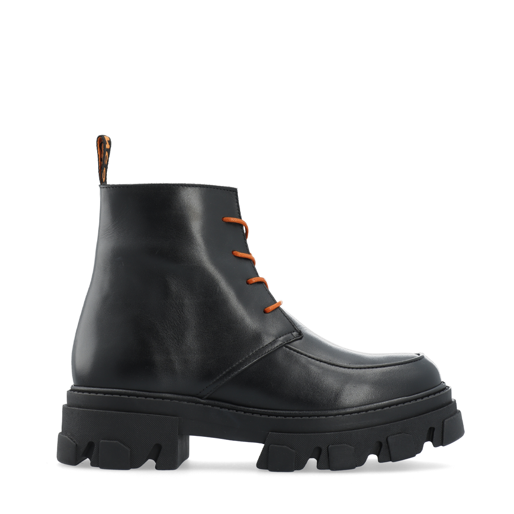 Biaginny Black Lace Up Boots Moc Toe
