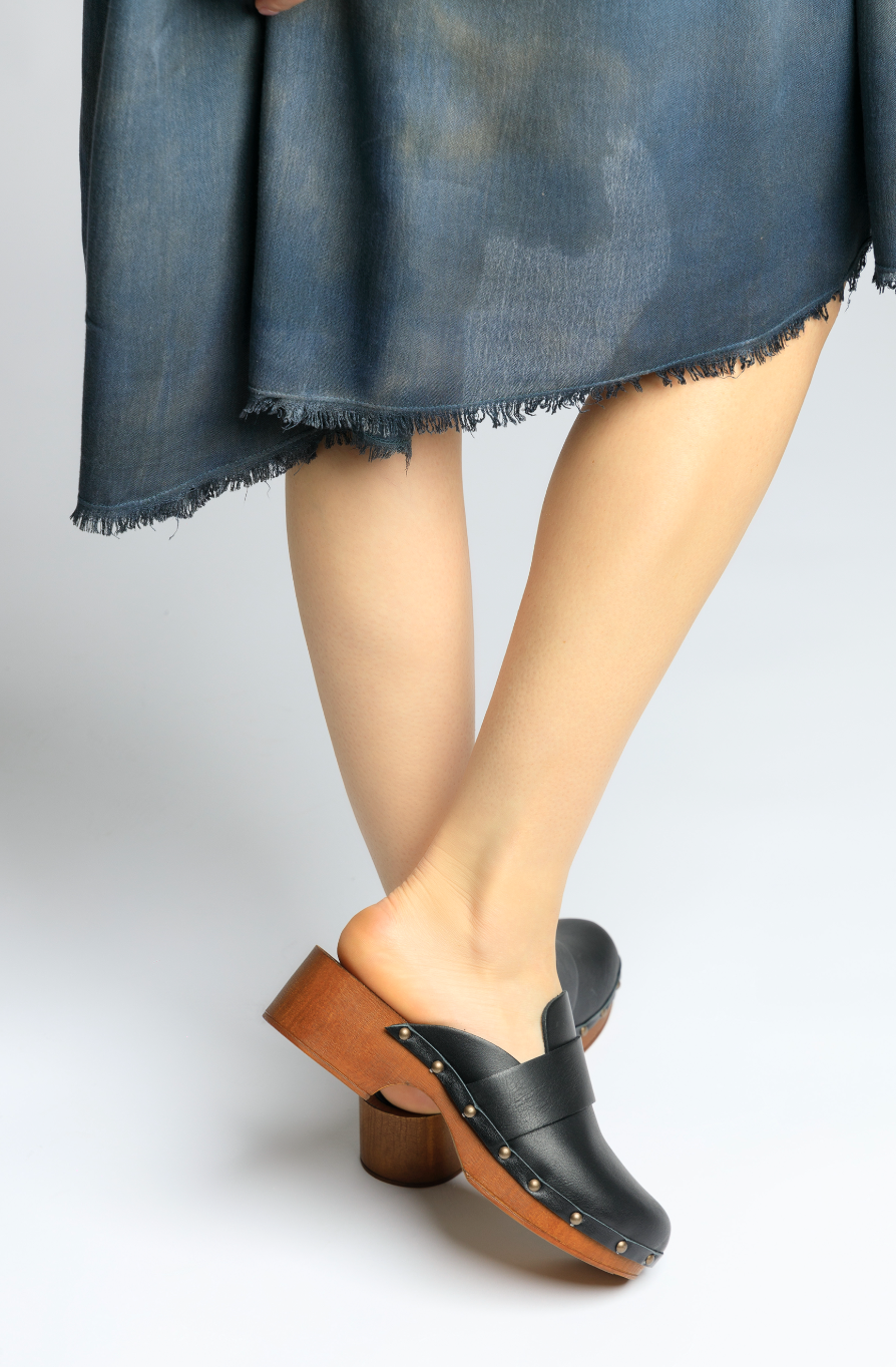 Ester Black Studded Leather Clogs ESTER-BLACK - 8