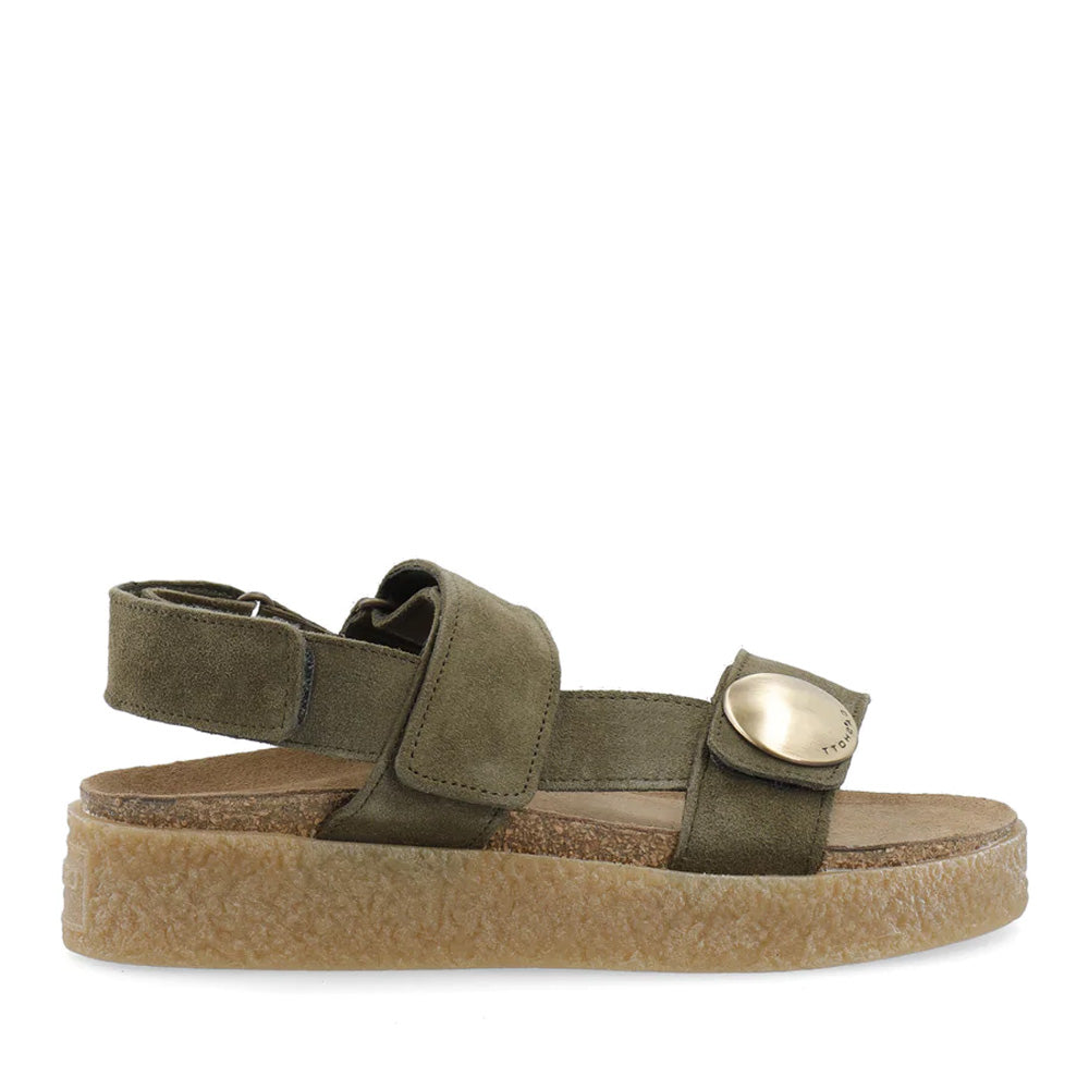 Casdagmar Olive Suede Velcro Sandals Sandals