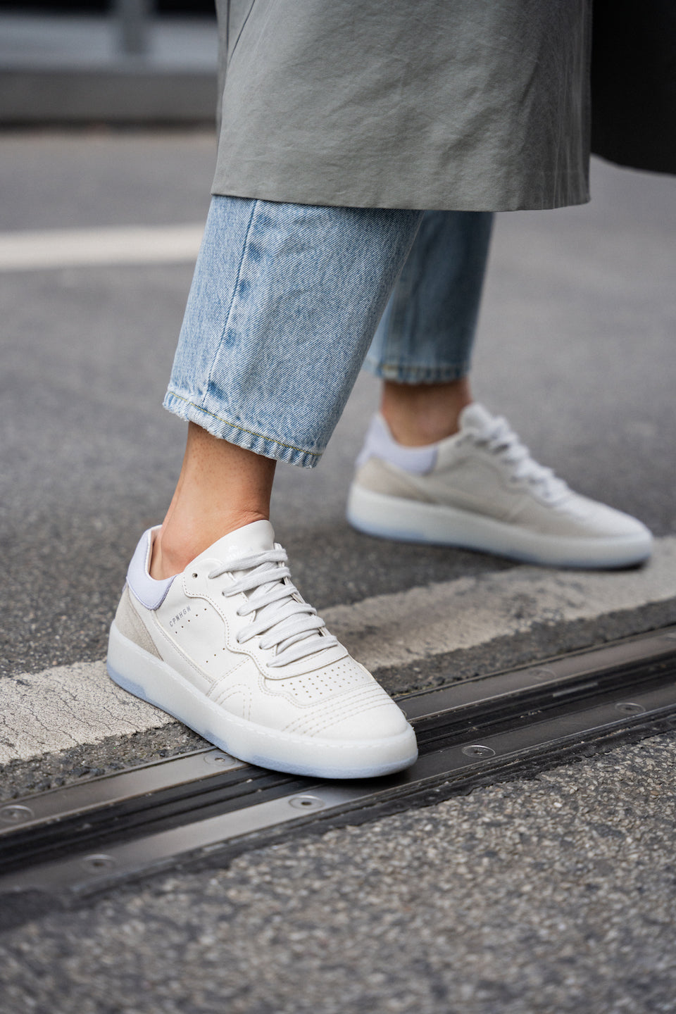 Leather Mix Eggshell Chunky Sneakers CPH461 -13