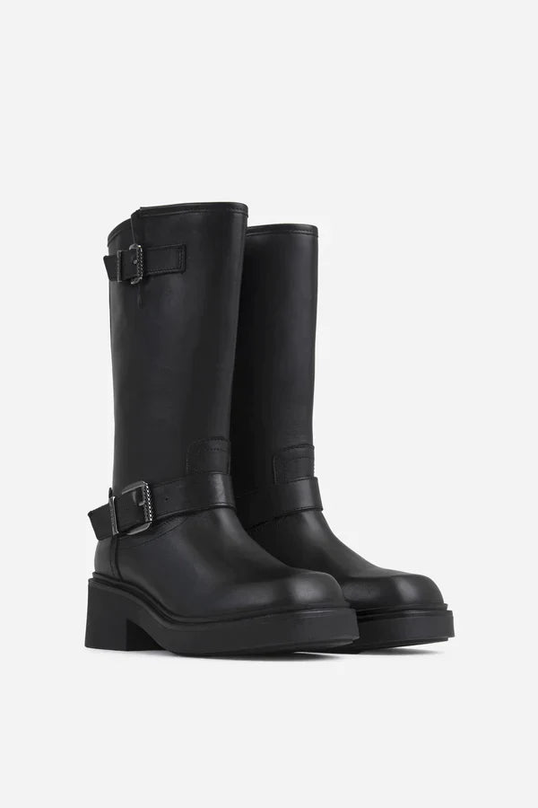 Daffey Black Biker Boots Boots