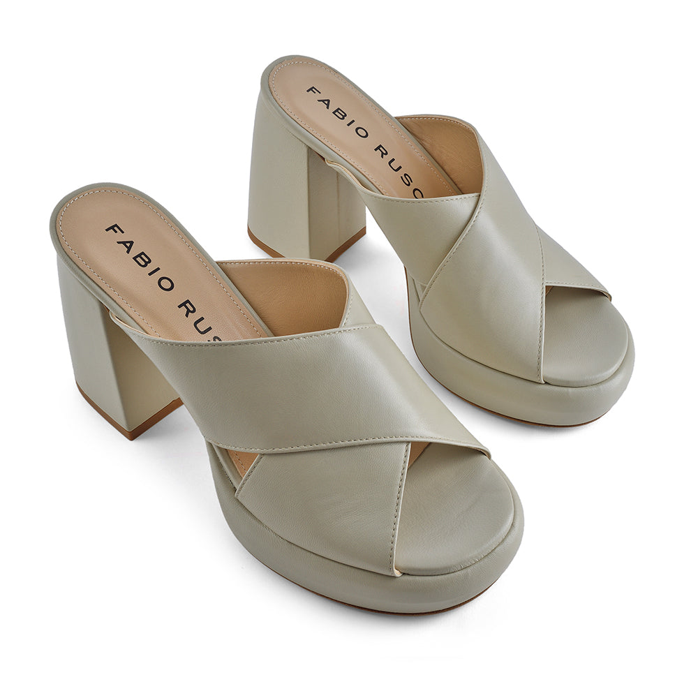 Doria Off White Platform Mules Sandals