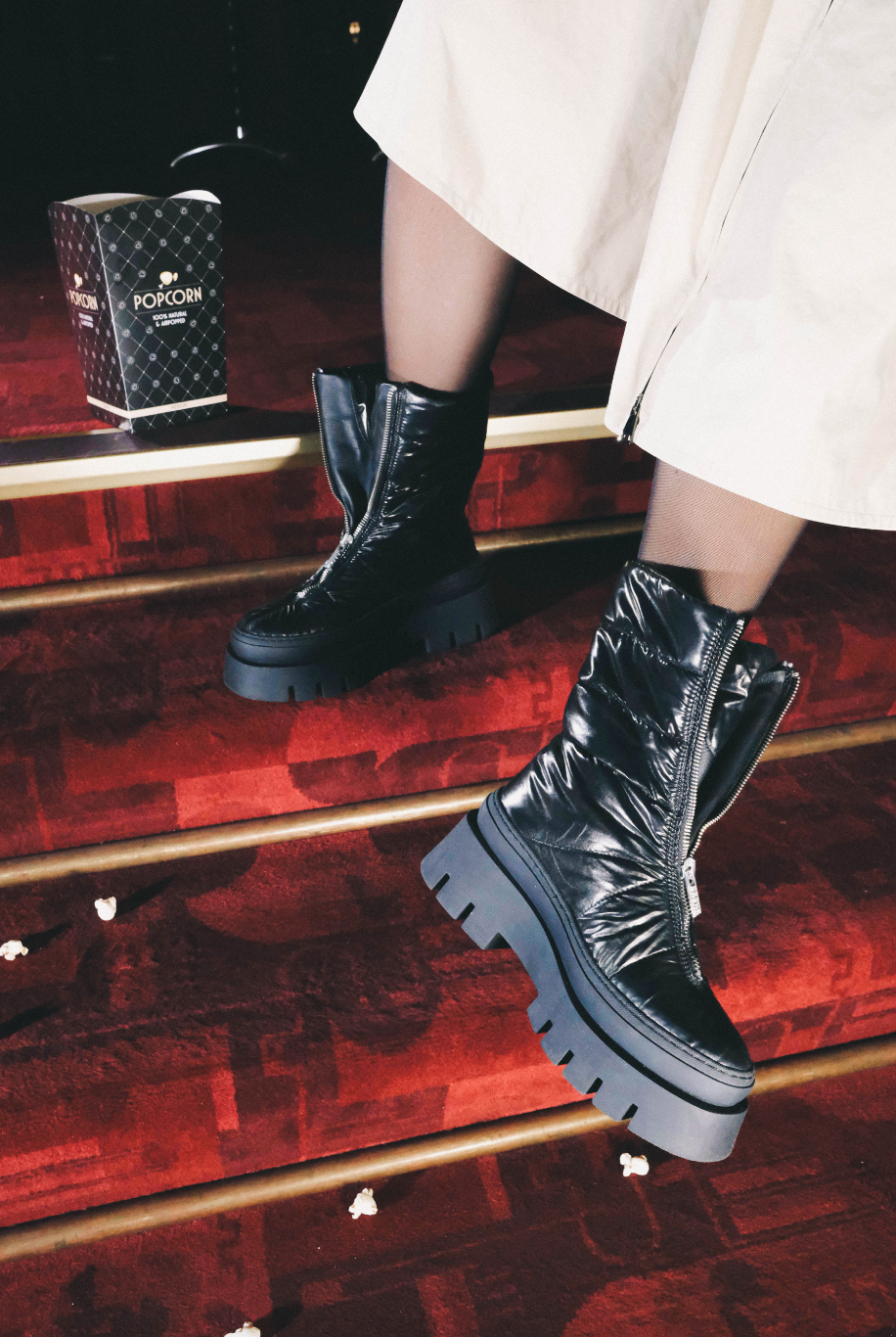 Evi-Ann Front Zip Black Chunky Boots 47379-P-01 -2